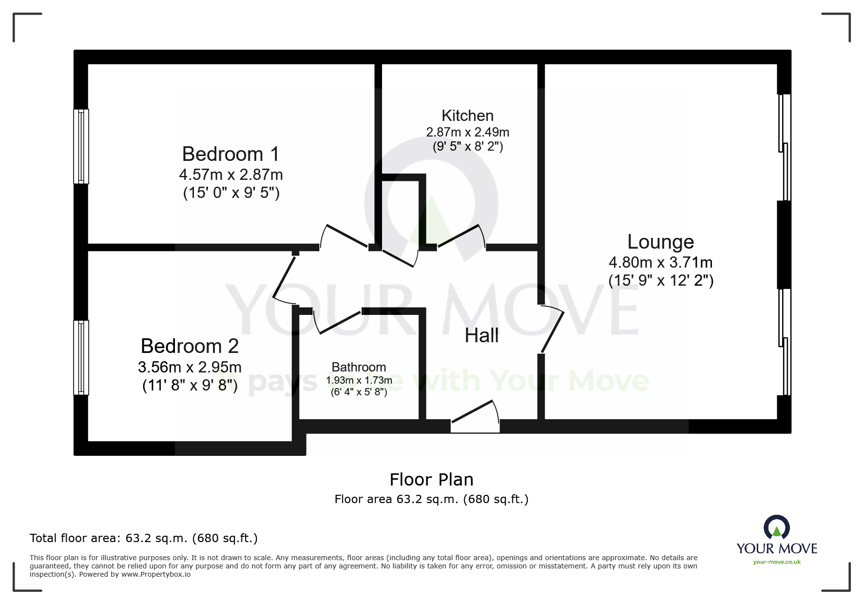Floorplan of 2 bedroom Flat for sale, Viking Way, Eastbourne, East Sussex, BN23