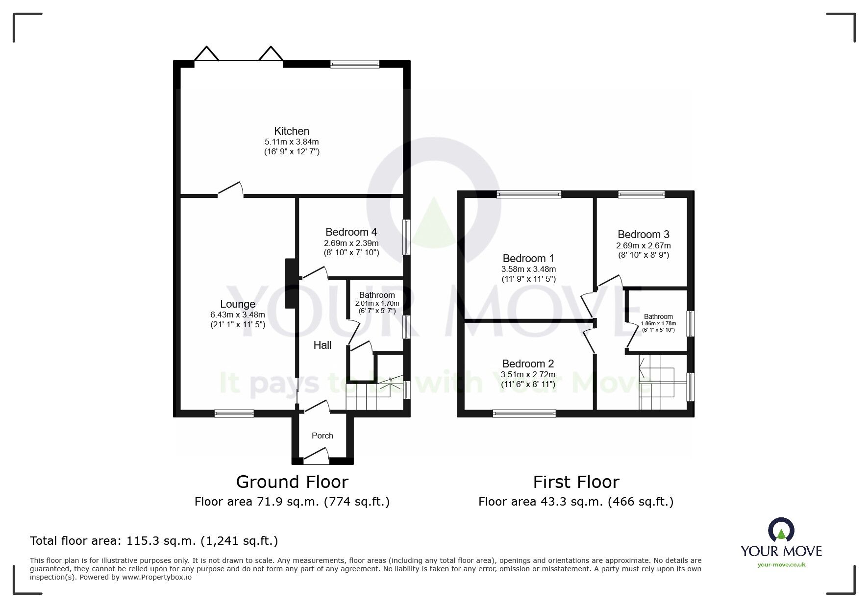 Floorplan of 4 bedroom End Terrace House for sale, Etchingham Road, Eastbourne, East Sussex, BN23