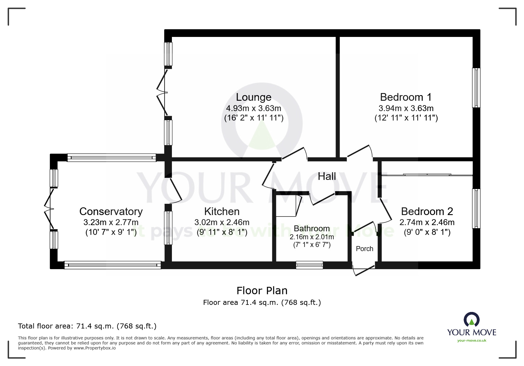 Floorplan of 2 bedroom Semi Detached Bungalow for sale, Wade Close, Eastbourne, East Sussex, BN23