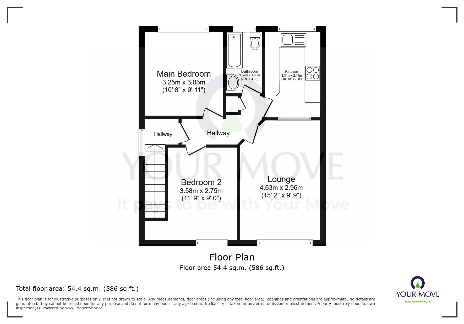 Floorplan of 2 bedroom Flat for sale, The Rising, Eastbourne, East Sussex, BN23