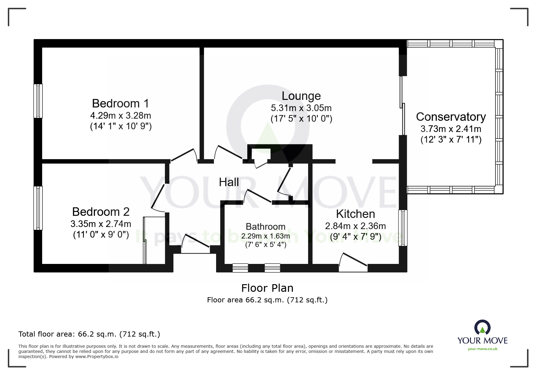 Floorplan of 2 bedroom Semi Detached Bungalow for sale, Sevenoaks Road, Eastbourne, East Sussex, BN23