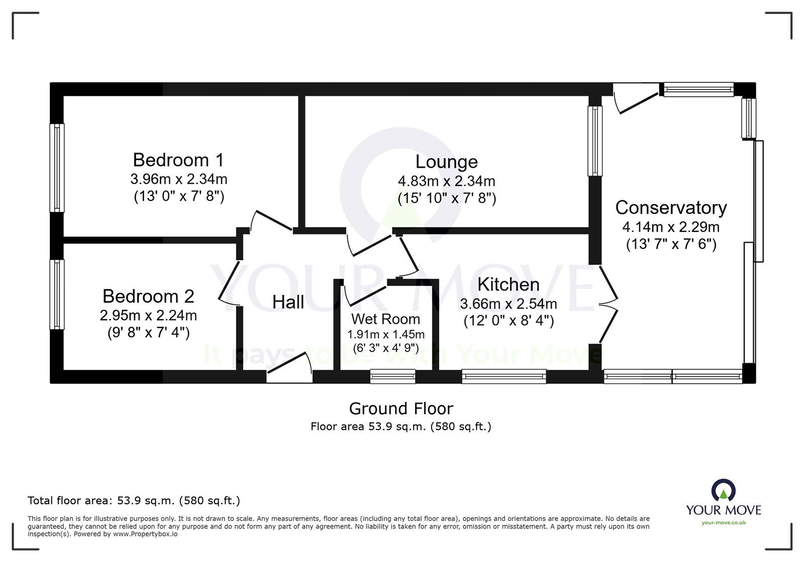 Floorplan of 2 bedroom Semi Detached Bungalow for sale, Fern Close, Eastbourne, East Sussex, BN23