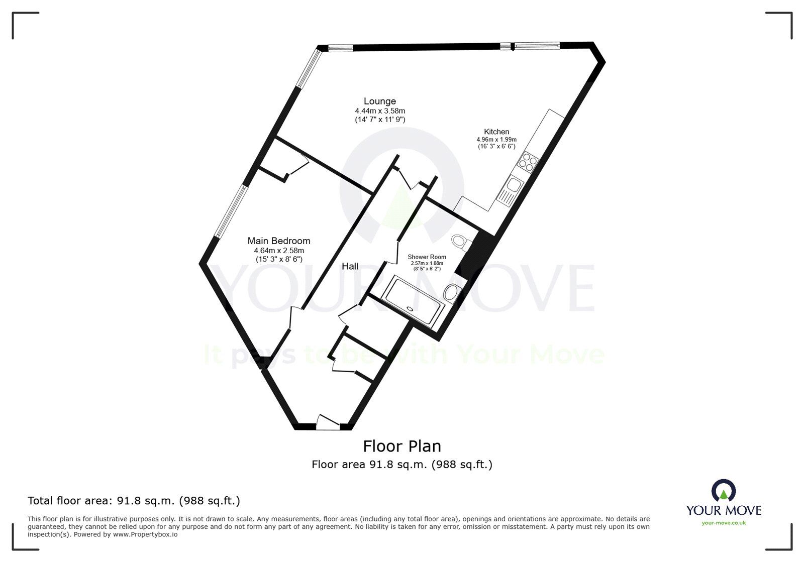 Floorplan of 1 bedroom Flat for sale, Holly Place, Eastbourne, East Sussex, BN22