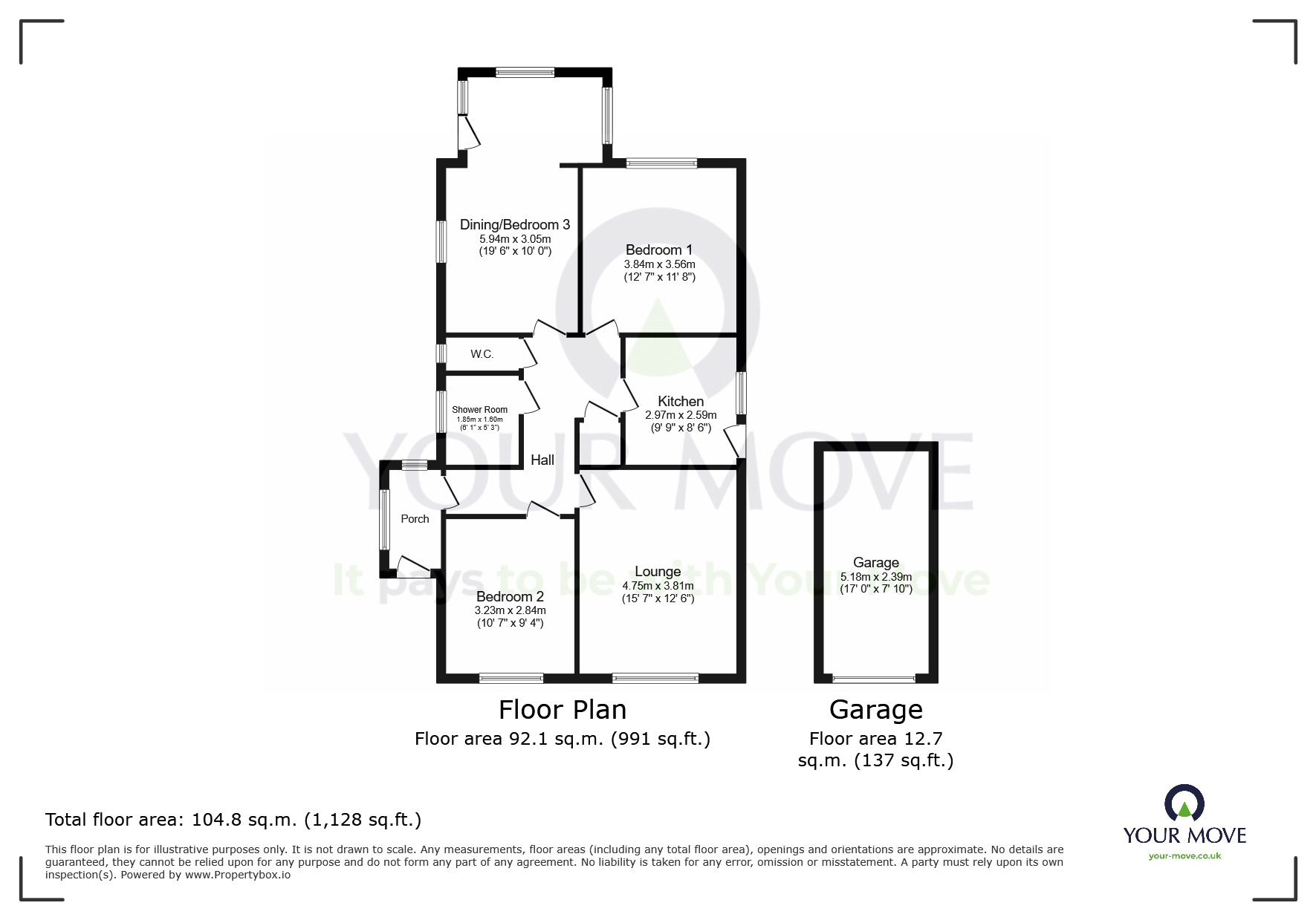 Floorplan of 3 bedroom Detached Bungalow for sale, Elderwood Close, Eastbourne, East Sussex, BN22