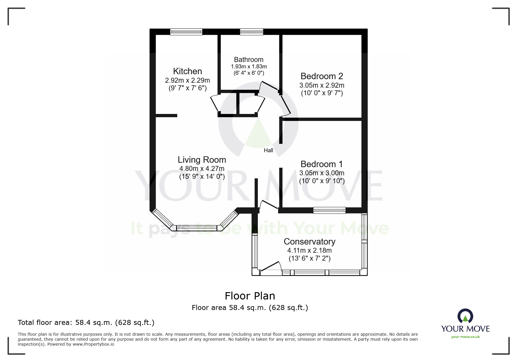 Floorplan of 2 bedroom Detached Bungalow for sale, Shannon Way, Eastbourne, East Sussex, BN23