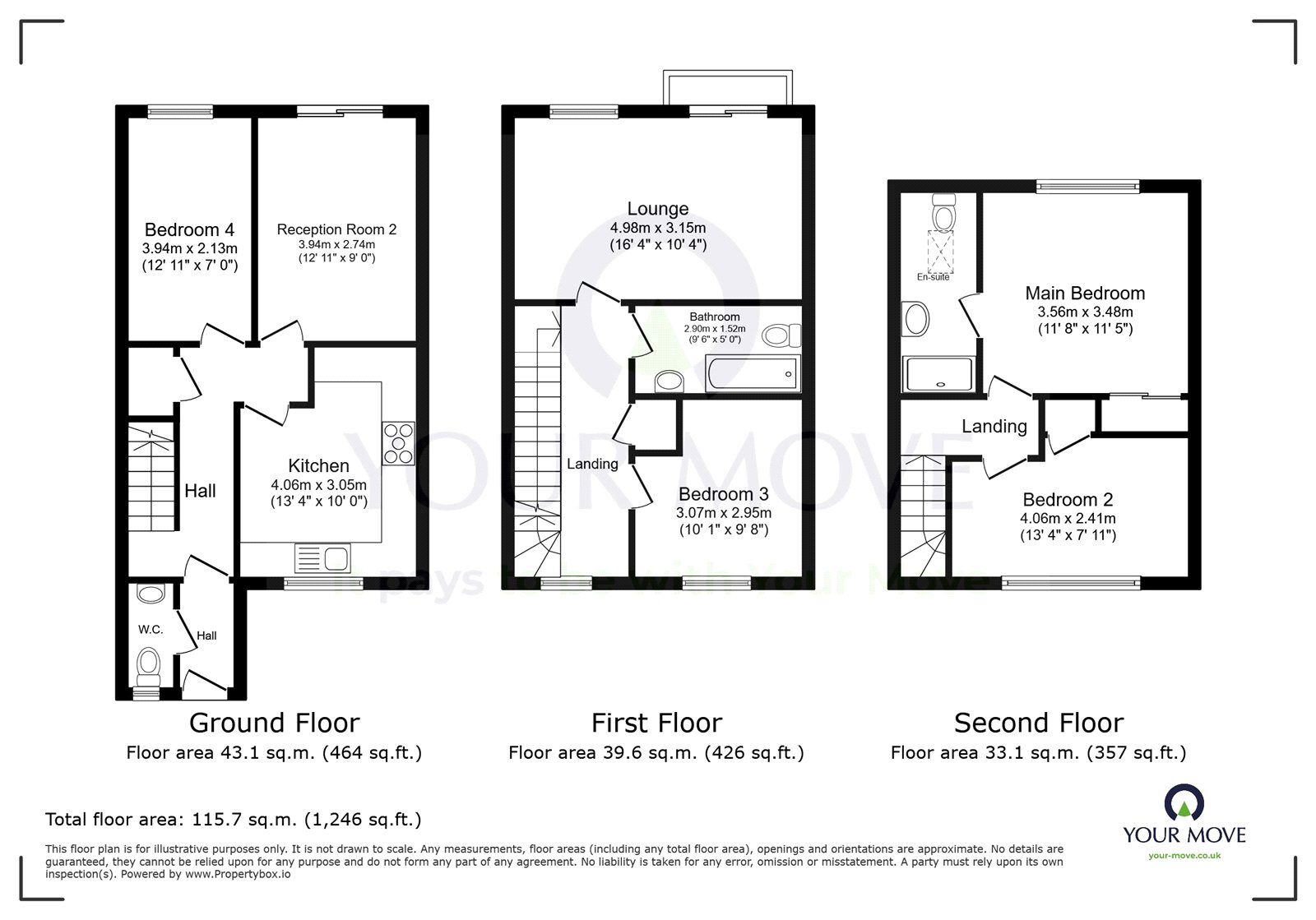Floorplan of 4 bedroom Mid Terrace House for sale, Benbow Avenue, Eastbourne, East Sussex, BN23