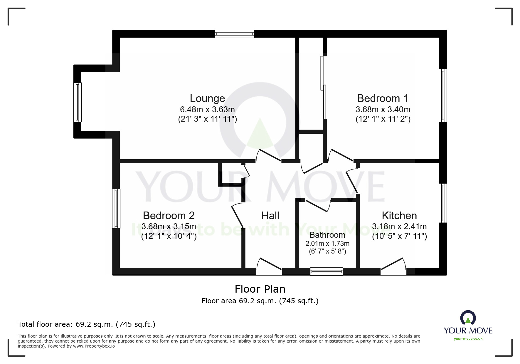 Floorplan of 2 bedroom Detached Bungalow for sale, Jervis Avenue, Eastbourne, East Sussex, BN23