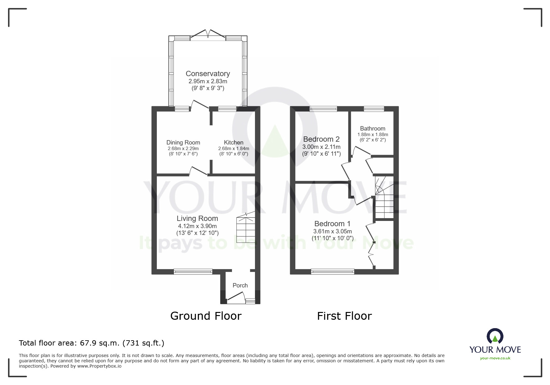 Floorplan of 2 bedroom Mid Terrace House for sale, Clayton Mill Road, Stone Cross, East Sussex, BN24