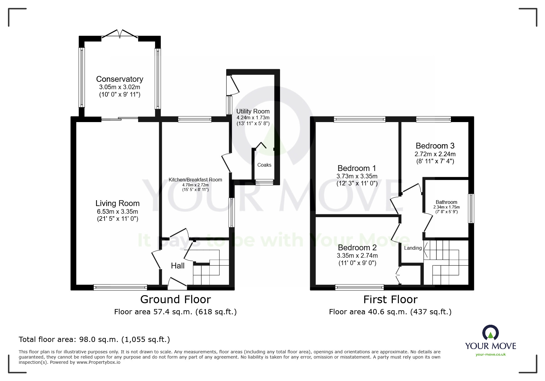 Floorplan of 3 bedroom End Terrace House to rent, Ashgate Road, Eastbourne, East Sussex, BN23