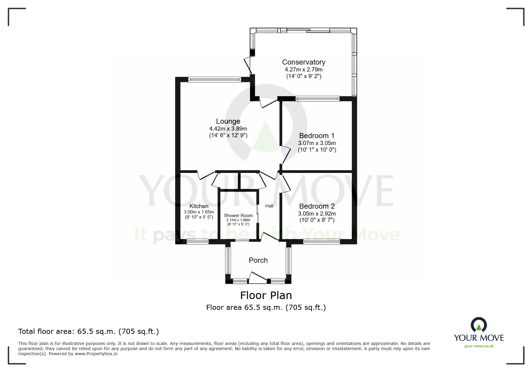 Floorplan of 2 bedroom Semi Detached Bungalow for sale, Rockall Avenue, Eastbourne, East Sussex, BN23