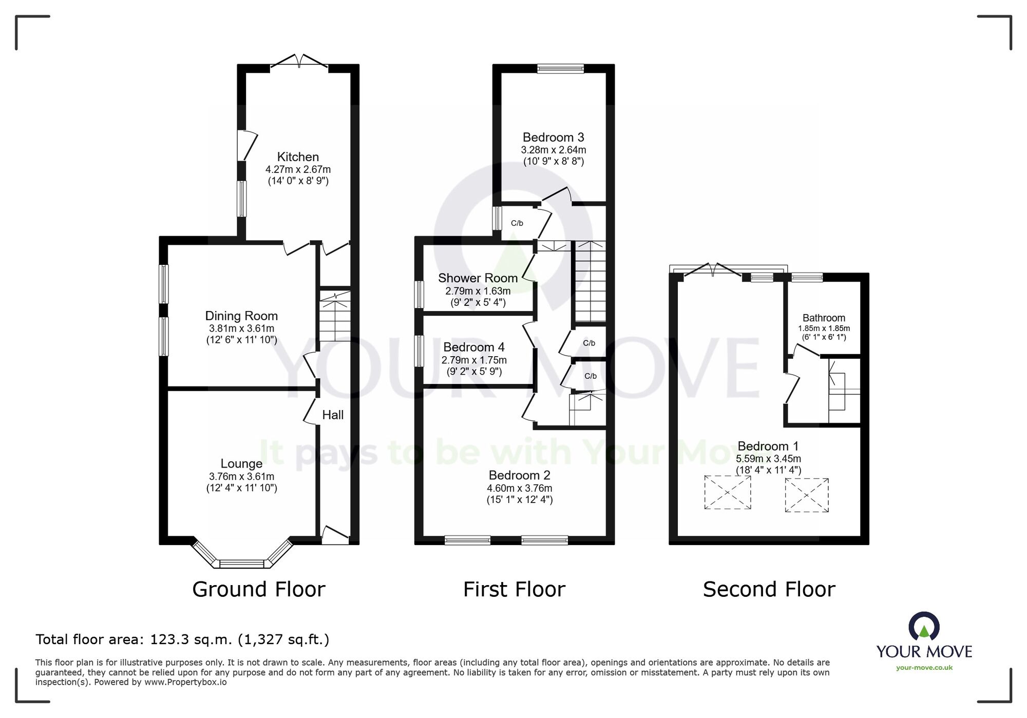 Floorplan of 4 bedroom End Terrace House for sale, Clarence Road, Eastbourne, East Sussex, BN22