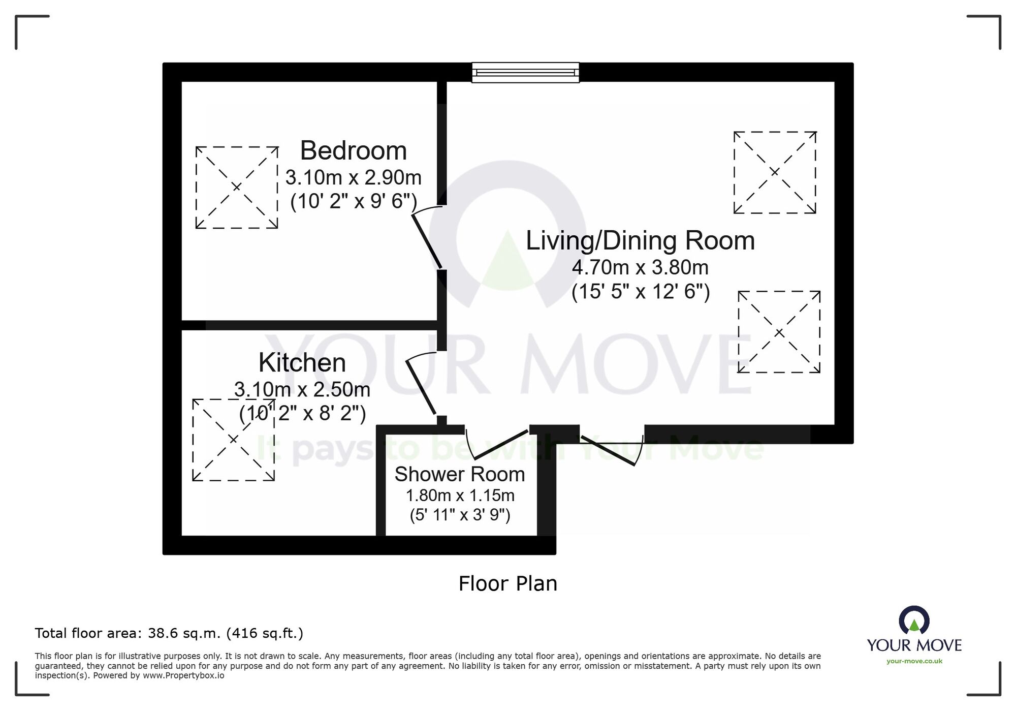 Floorplan of 1 bedroom Flat for sale, Quebec Close, Eastbourne, East Sussex, BN23