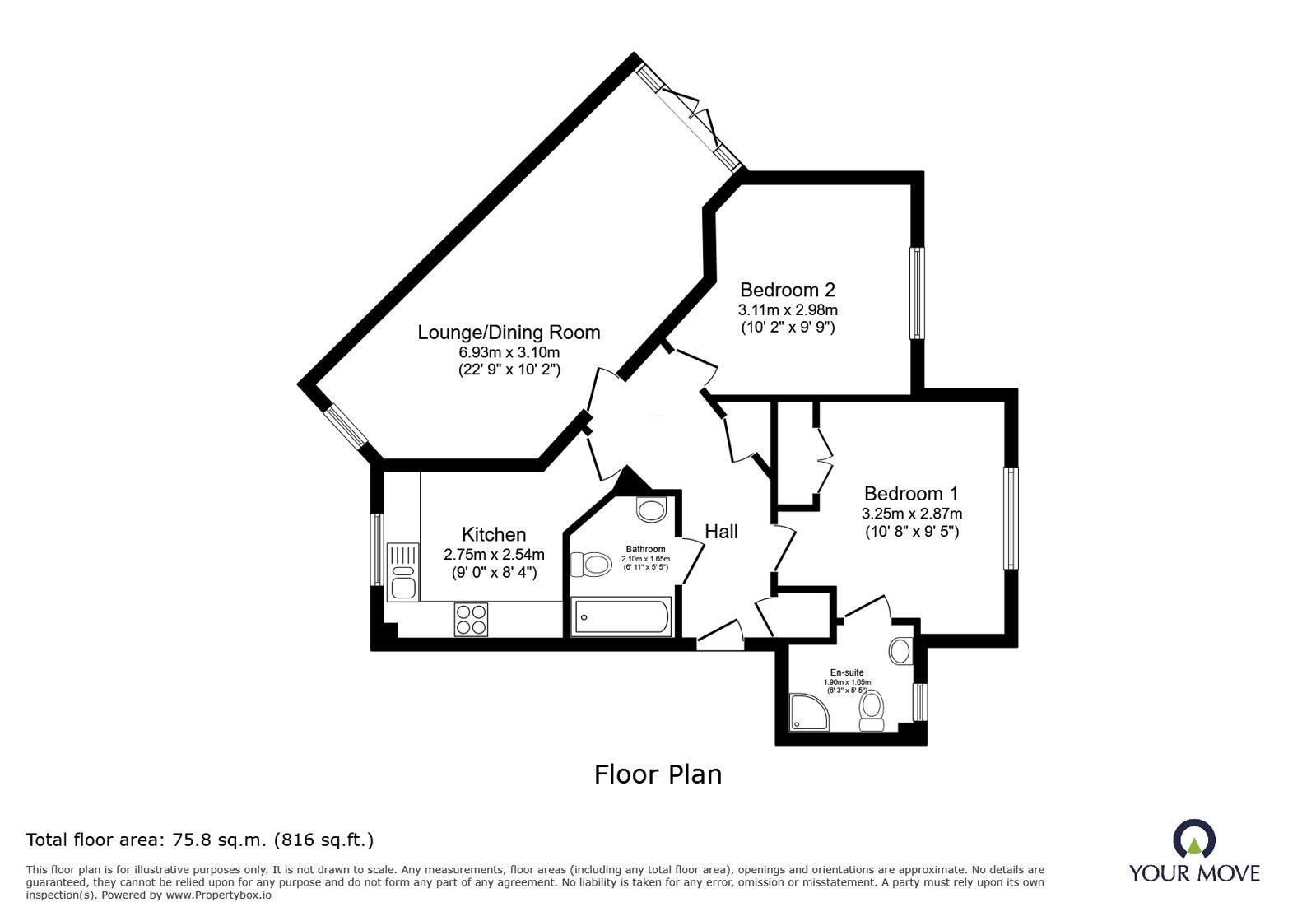 Floorplan of 2 bedroom Flat for sale, St. Kitts Drive, Eastbourne, East Sussex, BN23