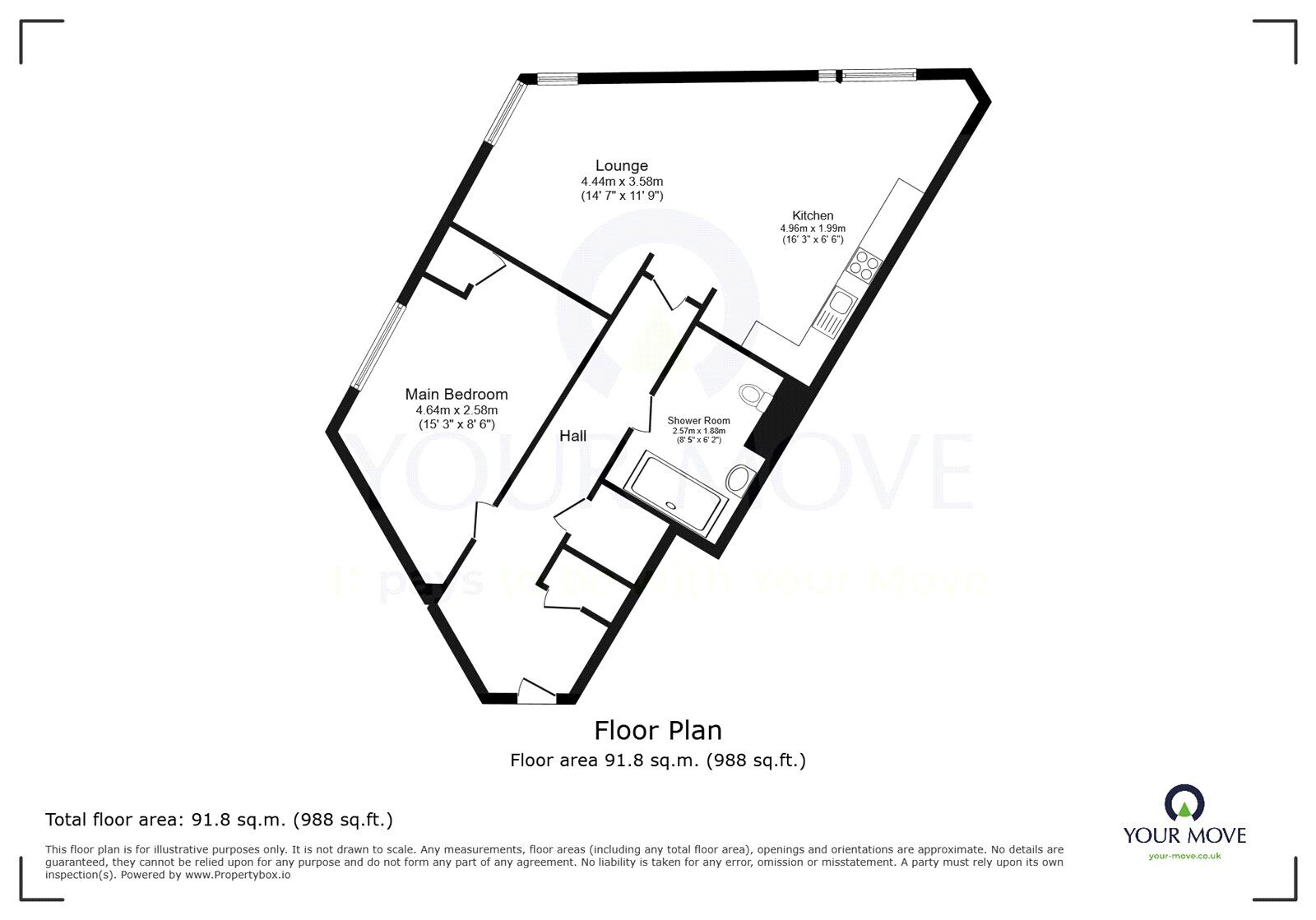 Floorplan of 1 bedroom Flat for sale, Willingdon Trees, Eastbourne, East Sussex, BN22