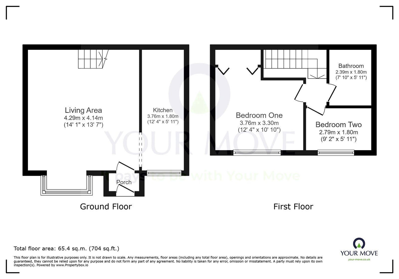 Floorplan of 2 bedroom Mid Terrace House to rent, Plymouth Close, Eastbourne, East Sussex, BN23