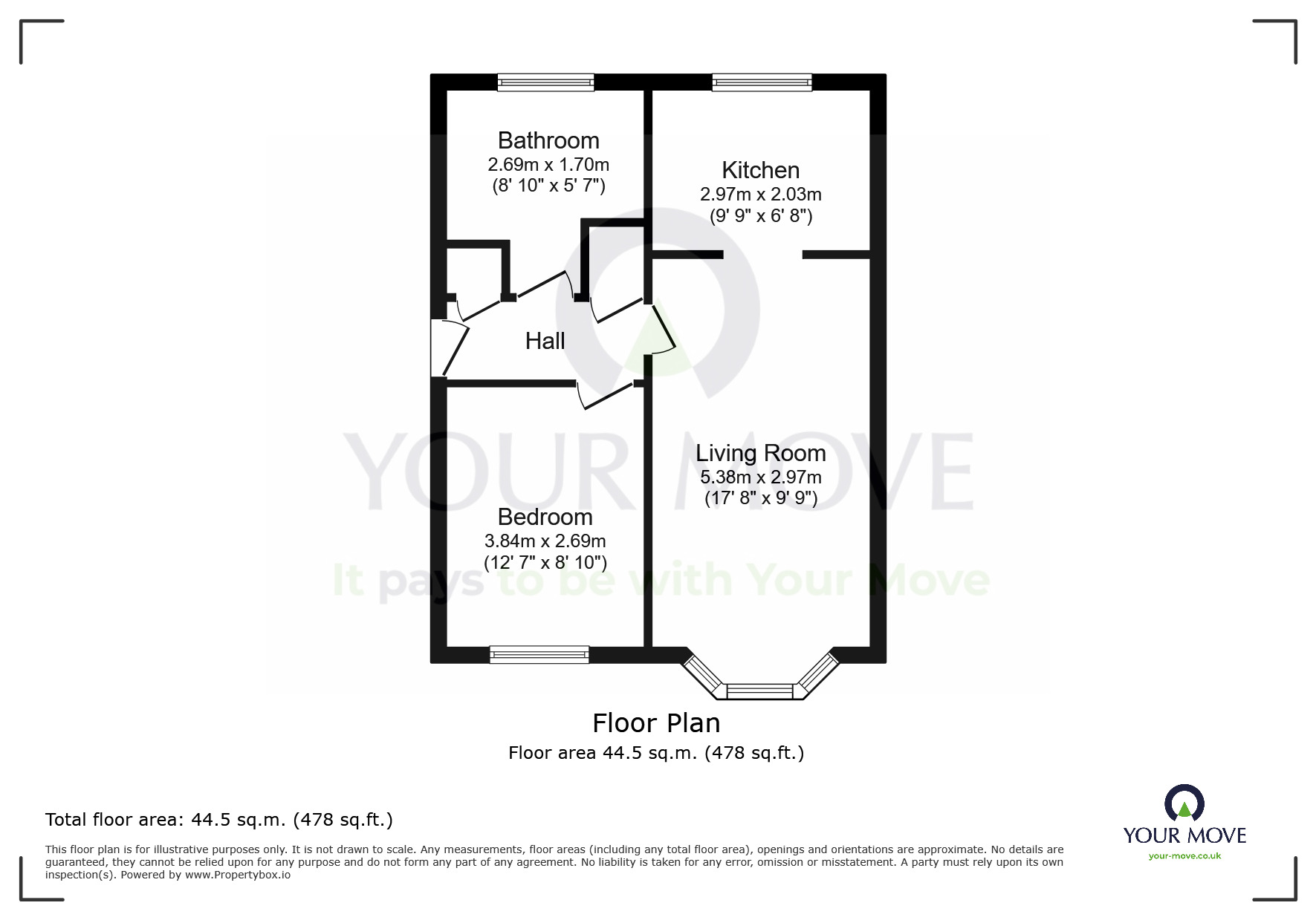 Floorplan of 1 bedroom Flat for sale, Hudson Close, Eastbourne, East Sussex, BN23