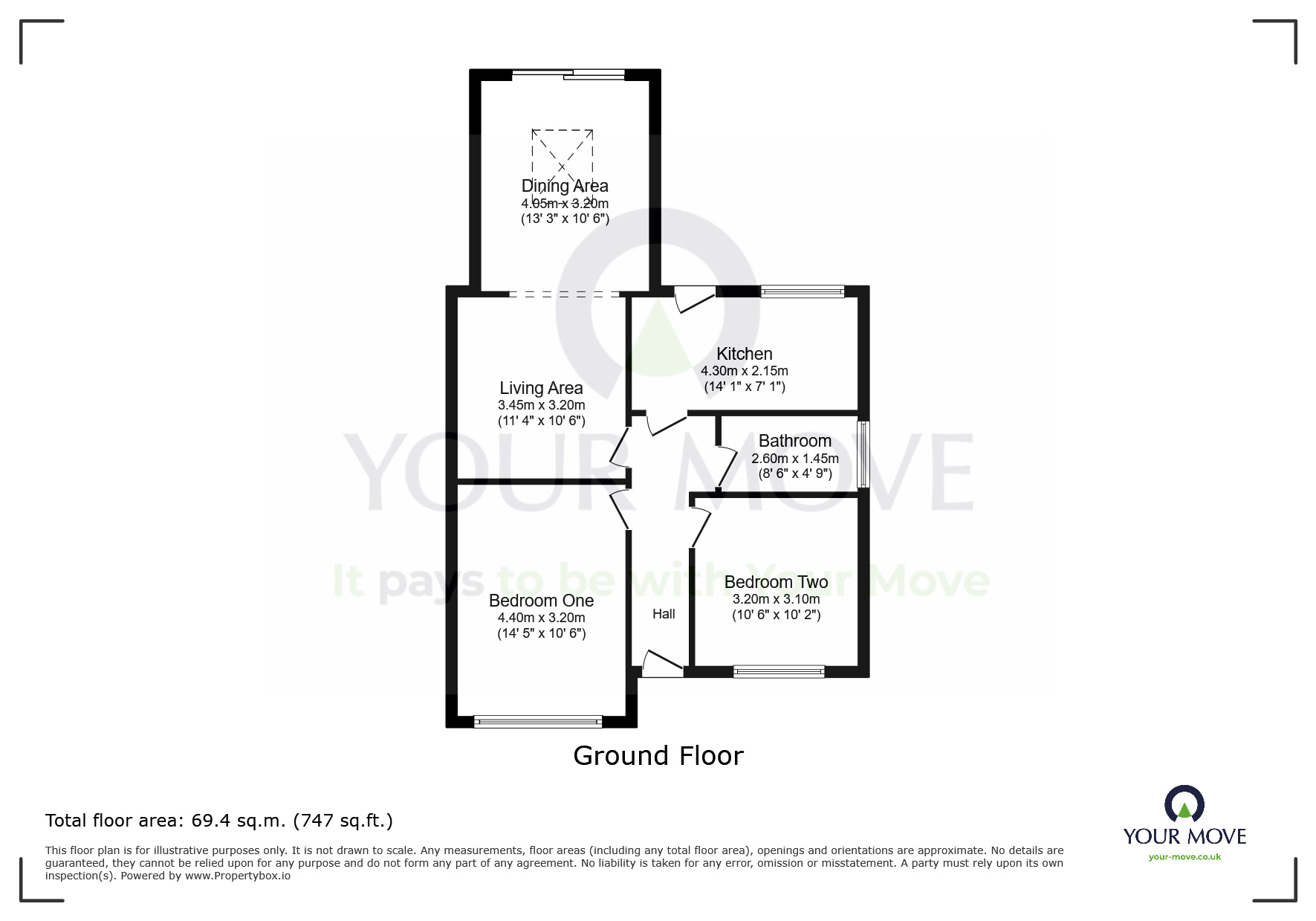 Floorplan of 2 bedroom Semi Detached Bungalow to rent, Brightling Road, Polegate, East Sussex, BN26