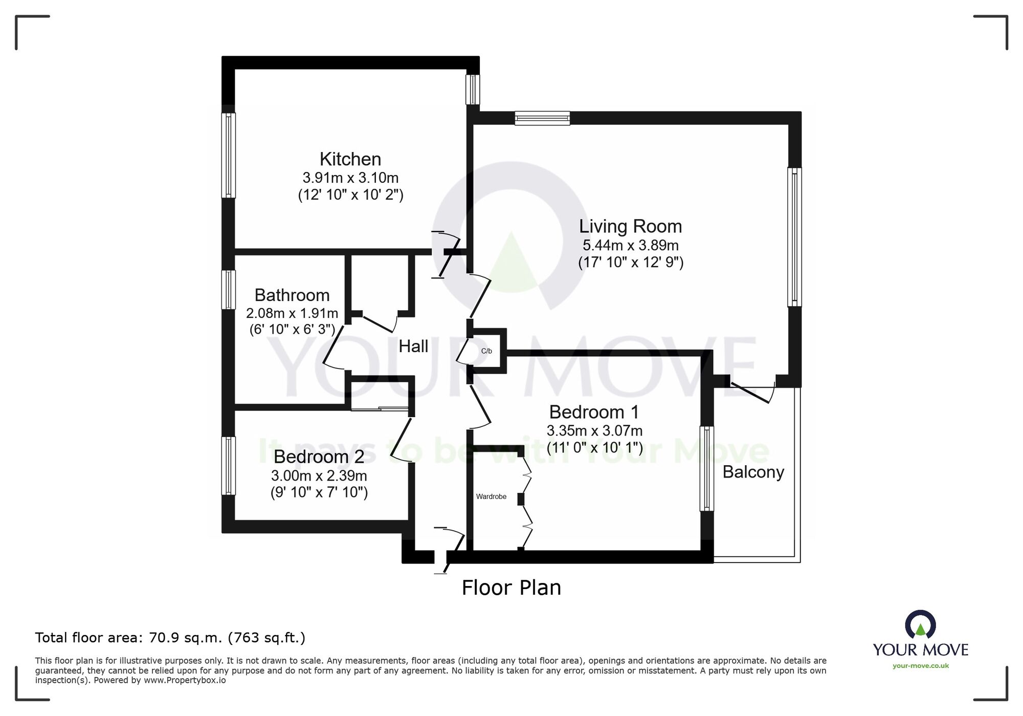Floorplan of 2 bedroom Flat for sale, Collingwood Close, Eastbourne, East Sussex, BN23