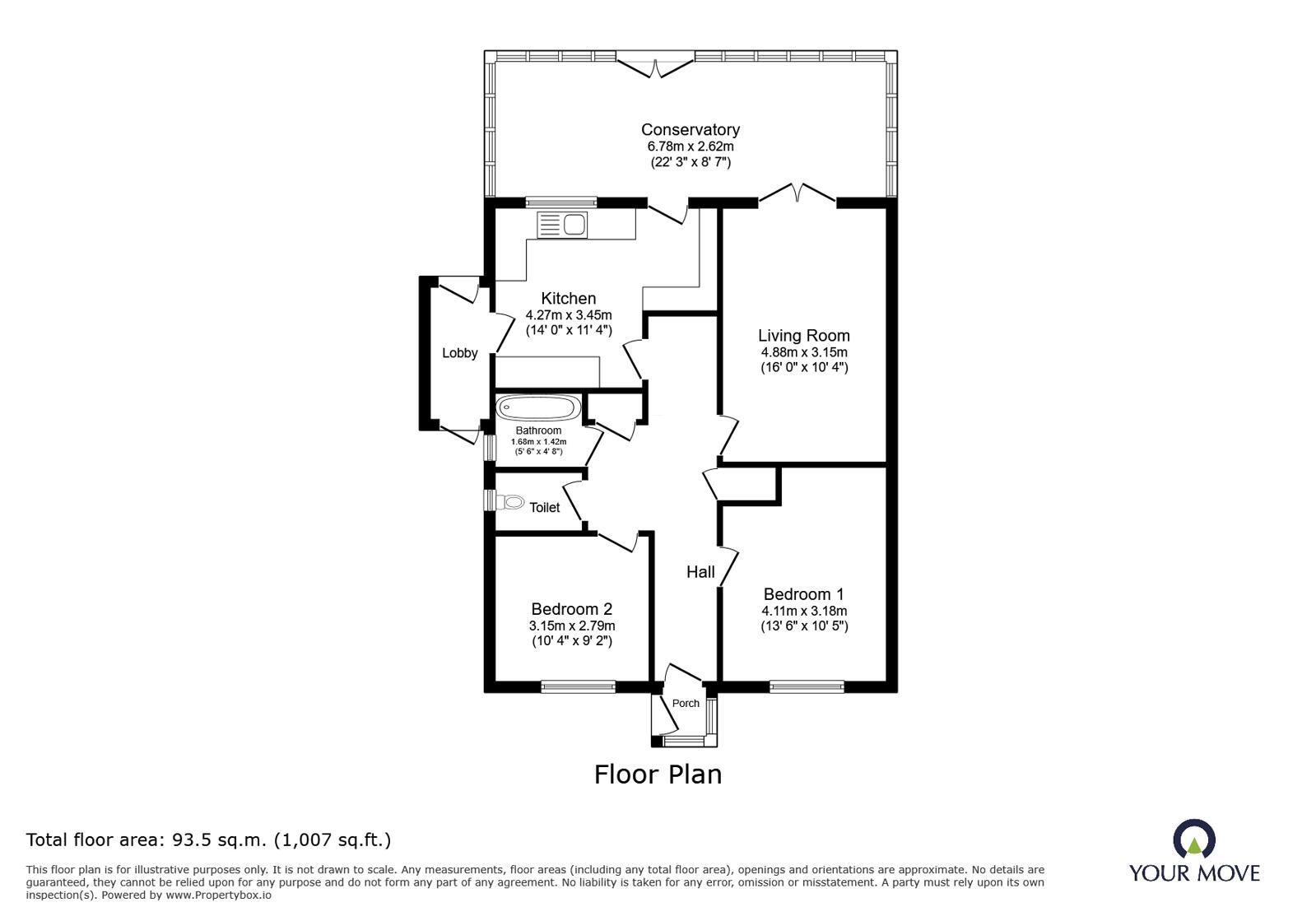 Floorplan of 2 bedroom Semi Detached Bungalow for sale, Wade Close, Eastbourne, East Sussex, BN23