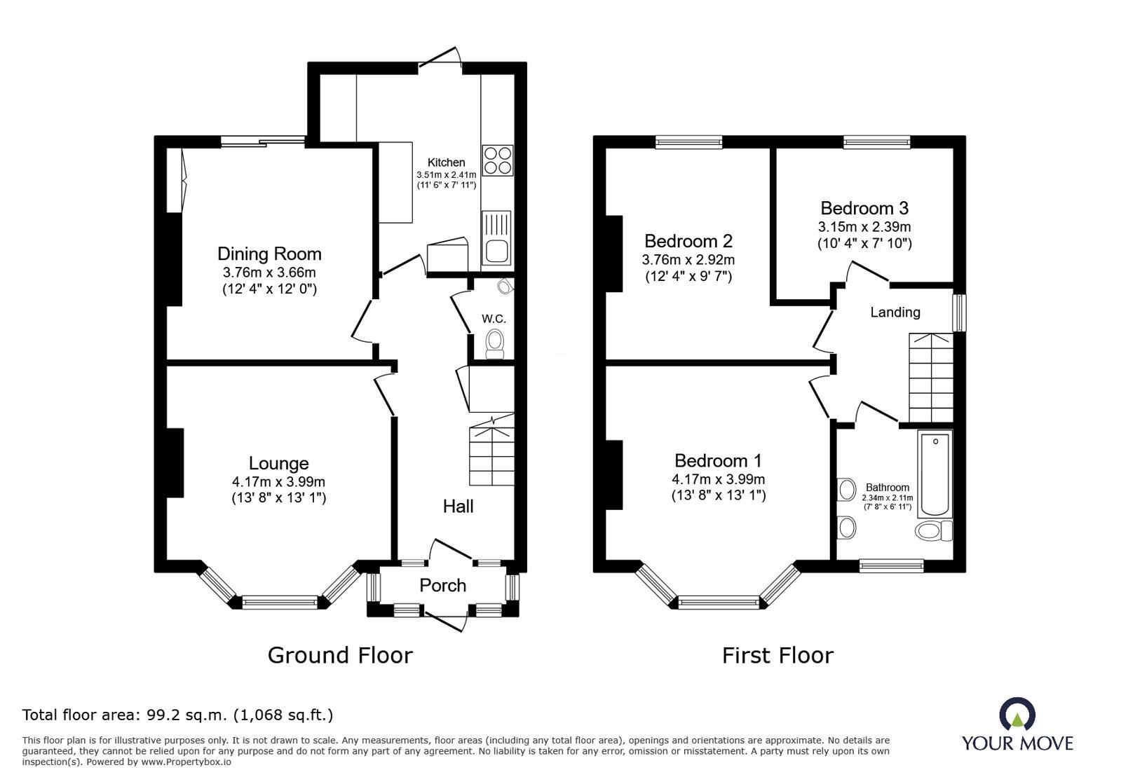Floorplan of 3 bedroom Semi Detached House for sale, Fitzmaurice Avenue, Eastbourne, East Sussex, BN22