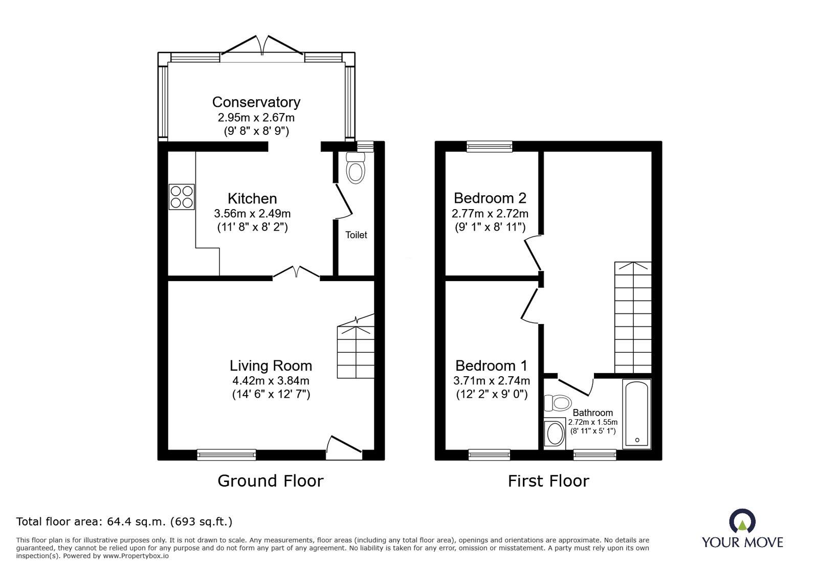 Floorplan of 2 bedroom End Terrace Property to rent, Bradford Street, Eastbourne, East Sussex, BN21