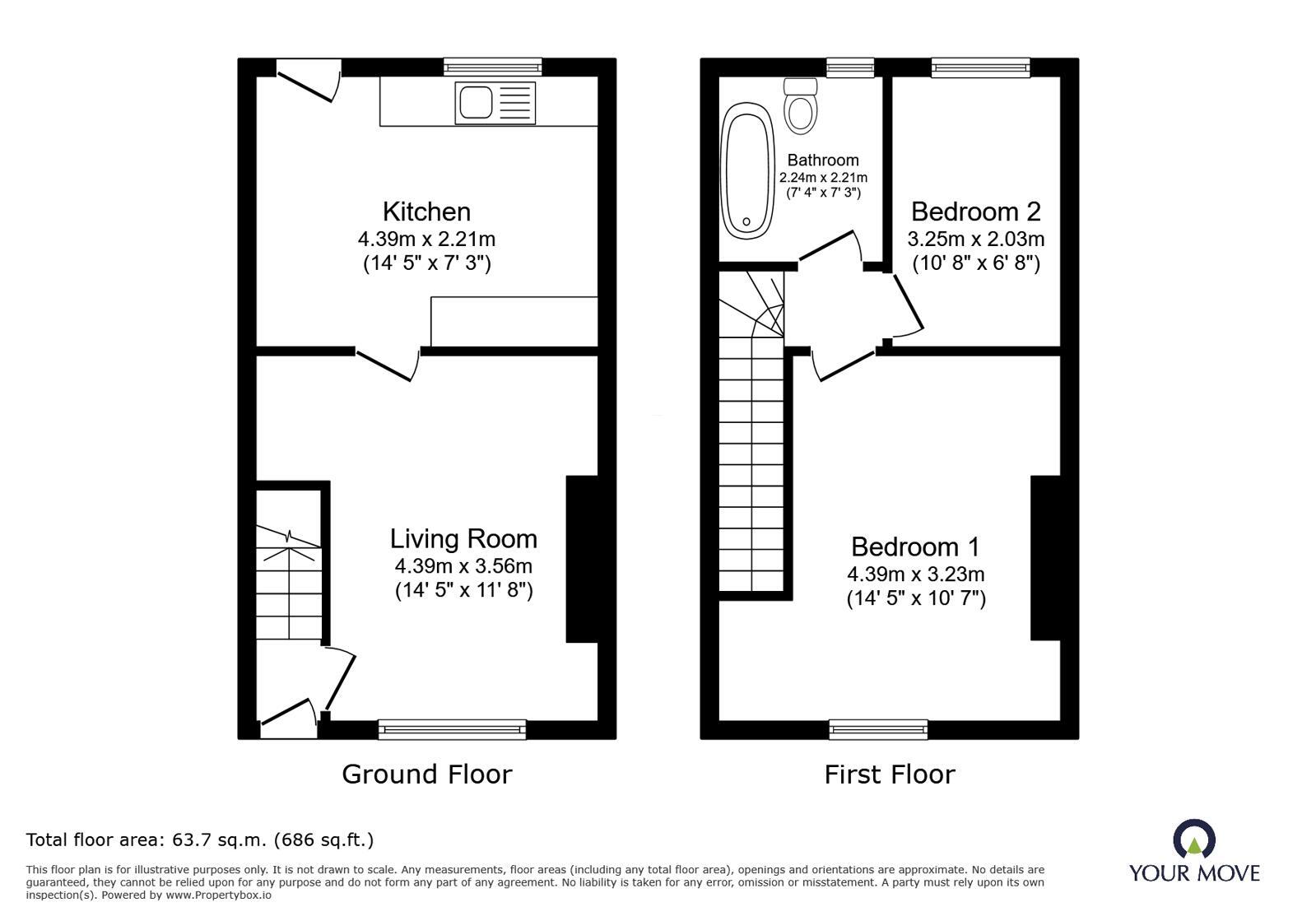 Floorplan of 2 bedroom Mid Terrace House to rent, New Road, Polegate, East Sussex, BN26