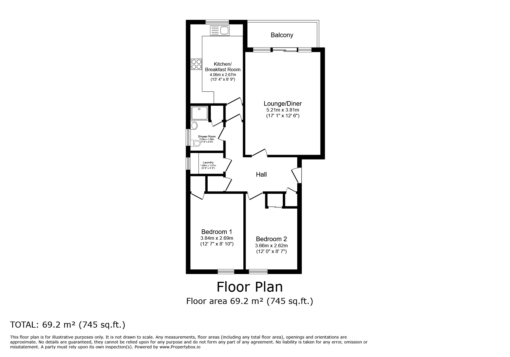 Floorplan of 2 bedroom  Flat for sale, Cranford Avenue, Devon, EX8