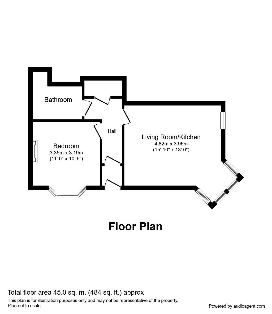 Floorplan of 1 bedroom  Flat to rent, Bicton Villas, Exmouth, Devon, EX8