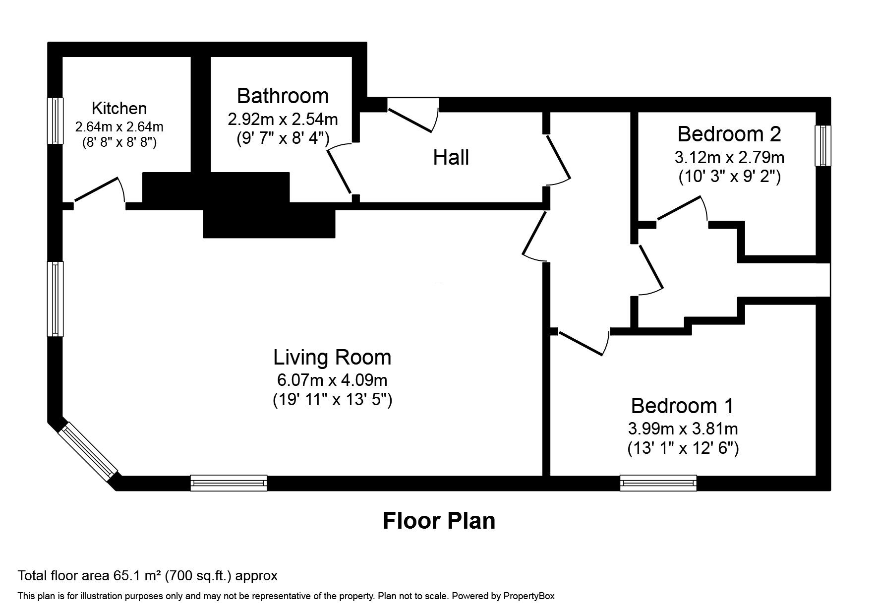 Floorplan of 2 bedroom  Flat to rent, Rolle Street, Exmouth, Devon, EX8