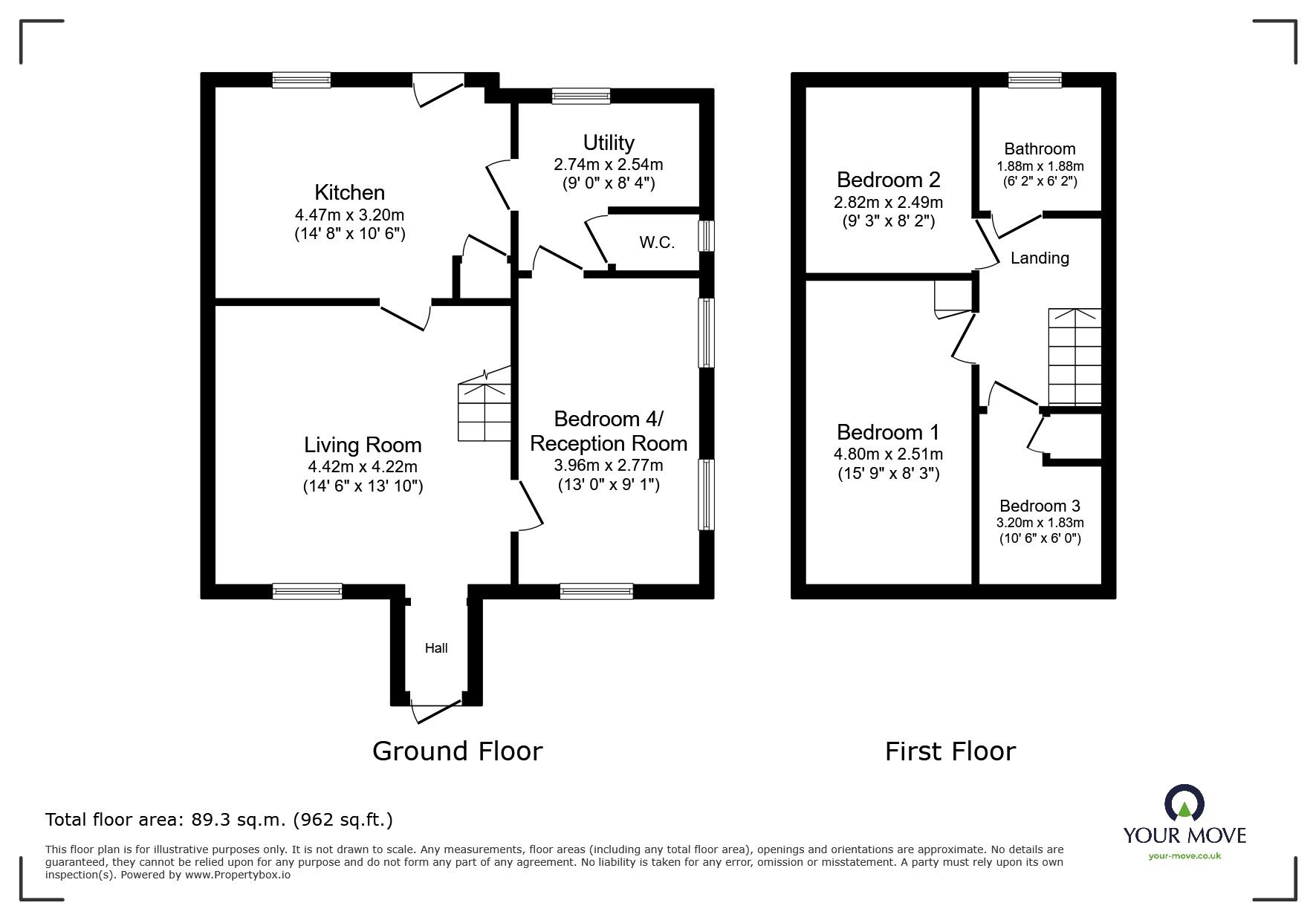 Floorplan of 4 bedroom End Terrace House to rent, Vansittart Drive, Exmouth, Devon, EX8