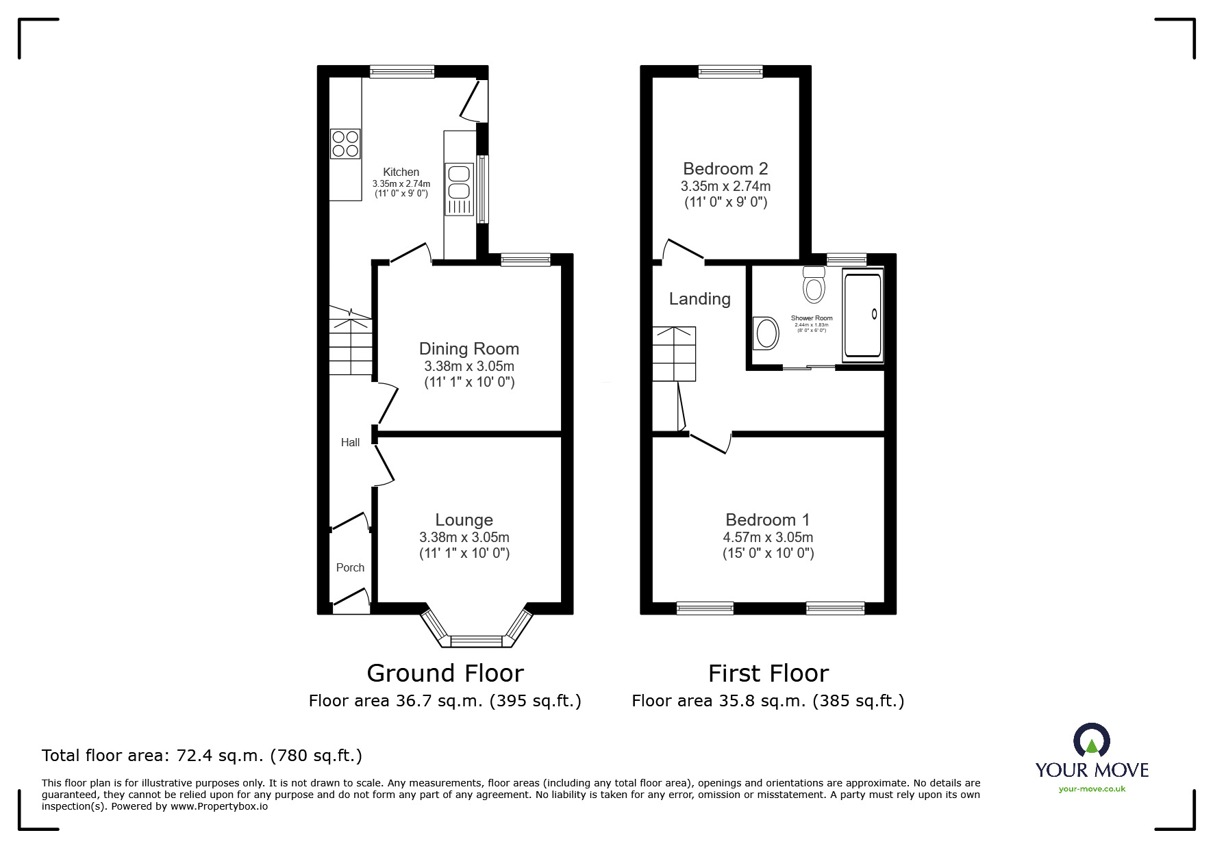 Floorplan of 2 bedroom Mid Terrace House to rent, Pinhoe Road, Exeter, Devon, EX4