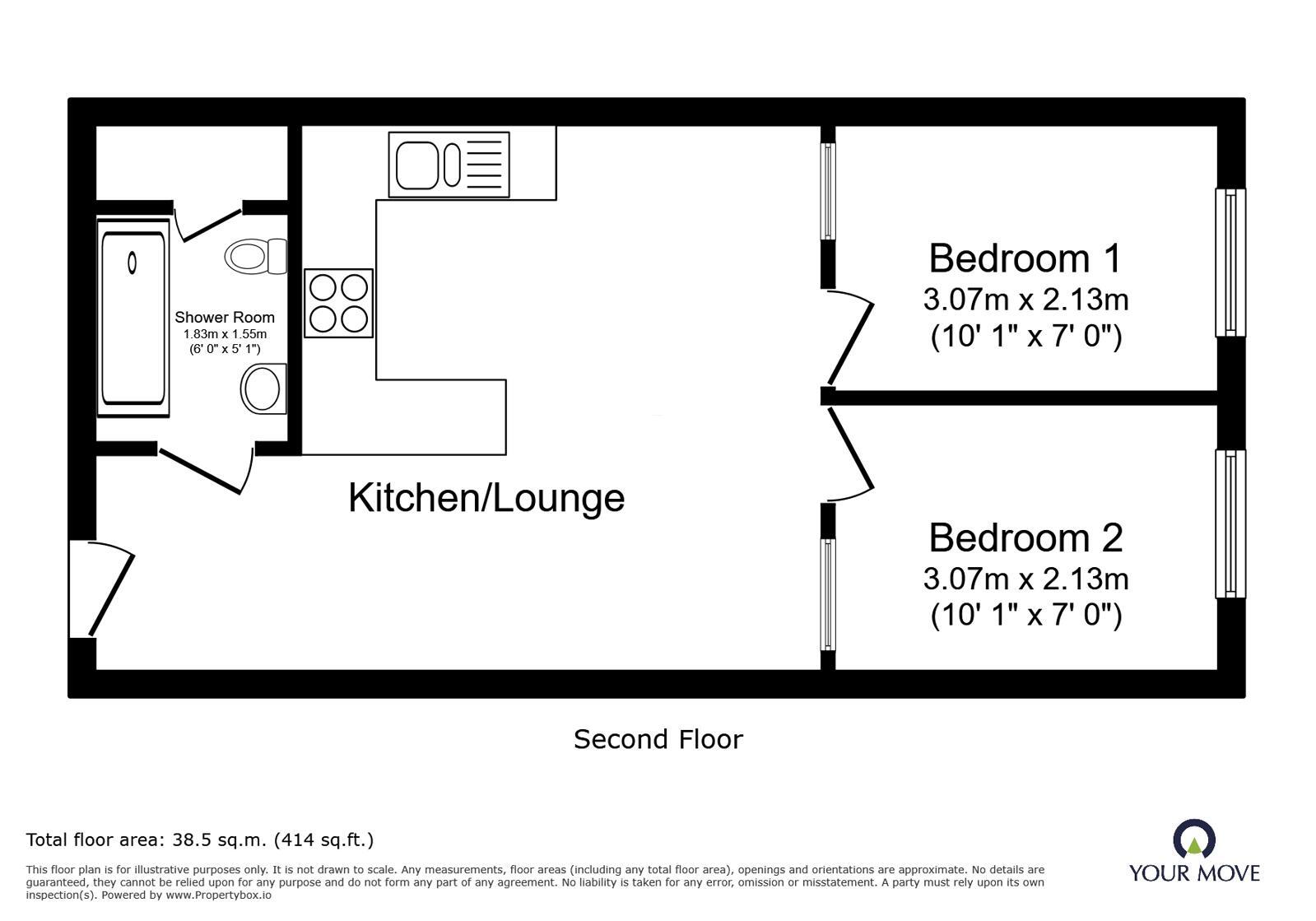 Floorplan of 2 bedroom Flat to rent, Fore Street, Exeter, Devon, EX4