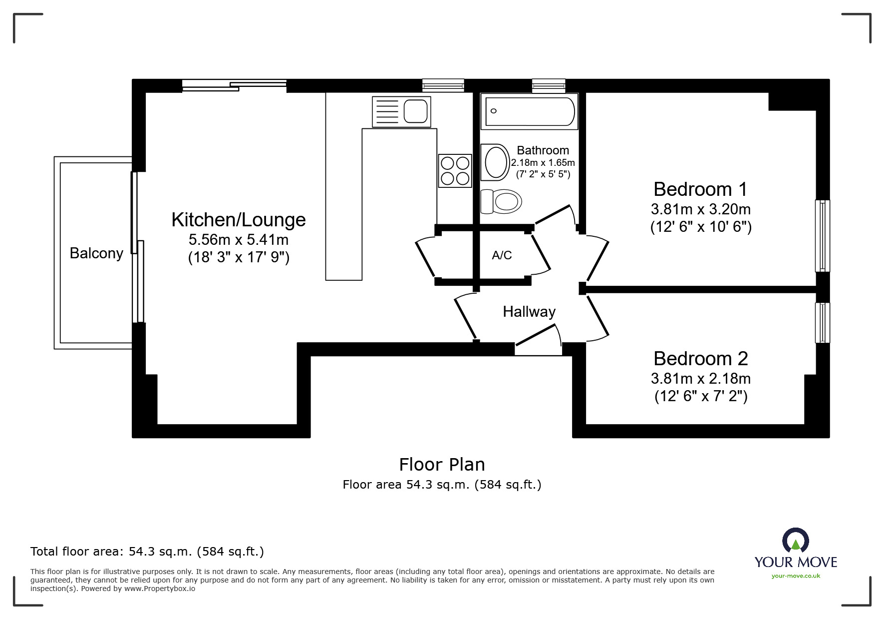 Floorplan of 2 bedroom  Flat for sale, Shelly Court, Pierhead, Devon, EX8