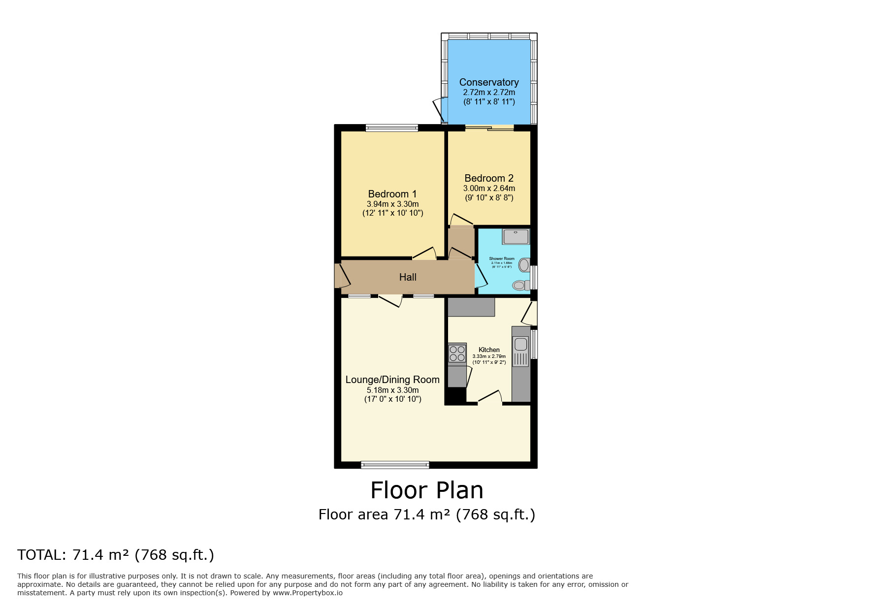 Floorplan of 2 bedroom Detached Bungalow for sale, Walls Close, Exmouth, Devon, EX8