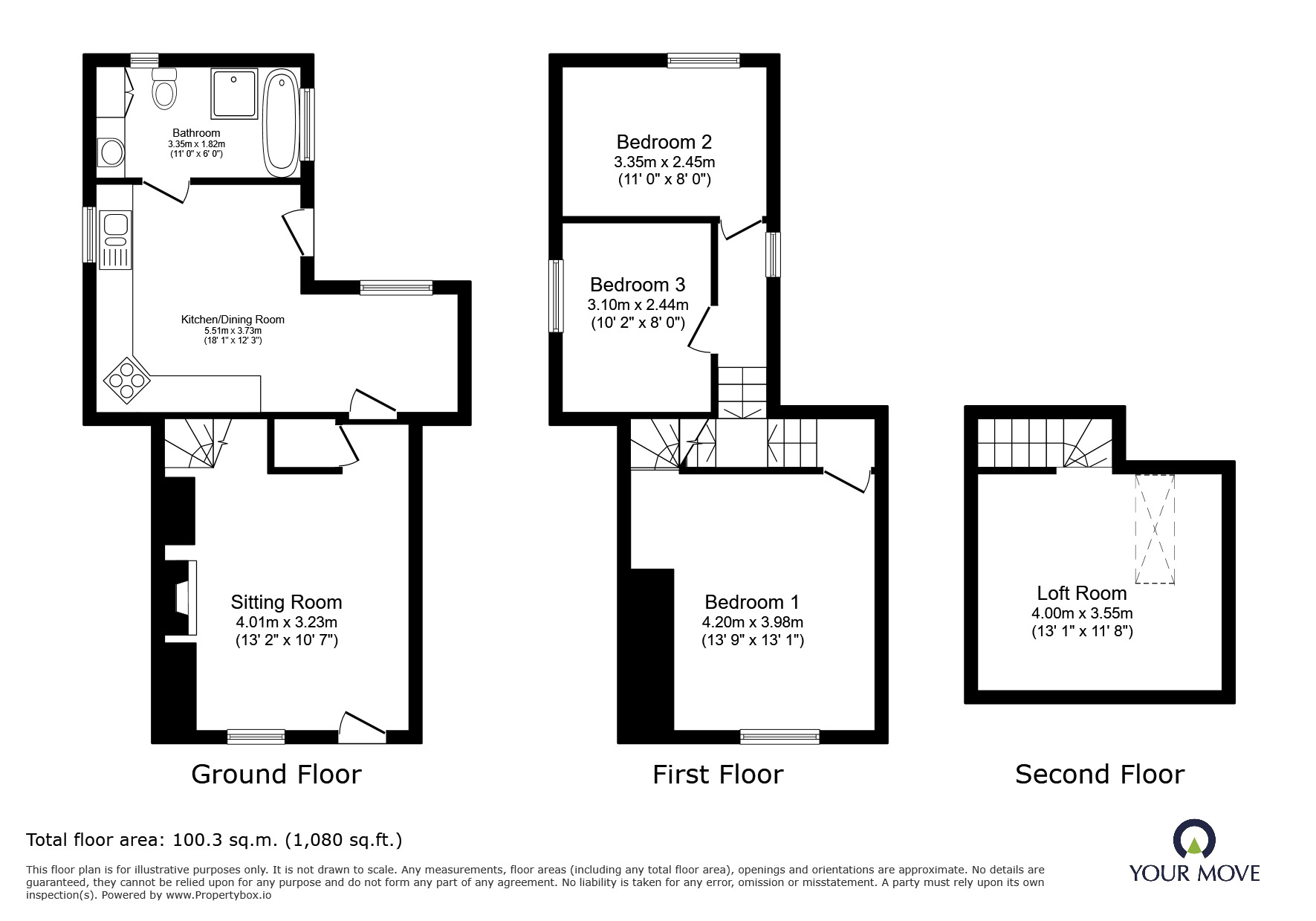 Floorplan of 2 bedroom Mid Terrace Property to rent, Castle Lane, Exmouth, Devon, EX8