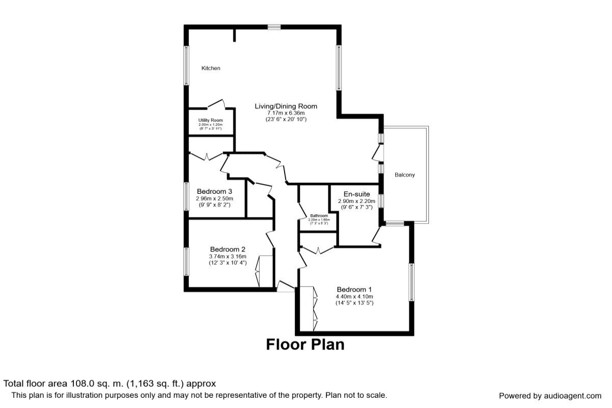 Floorplan of 3 bedroom  Flat for sale, 7 Louisa Terrace, Exmouth, Devon, EX8