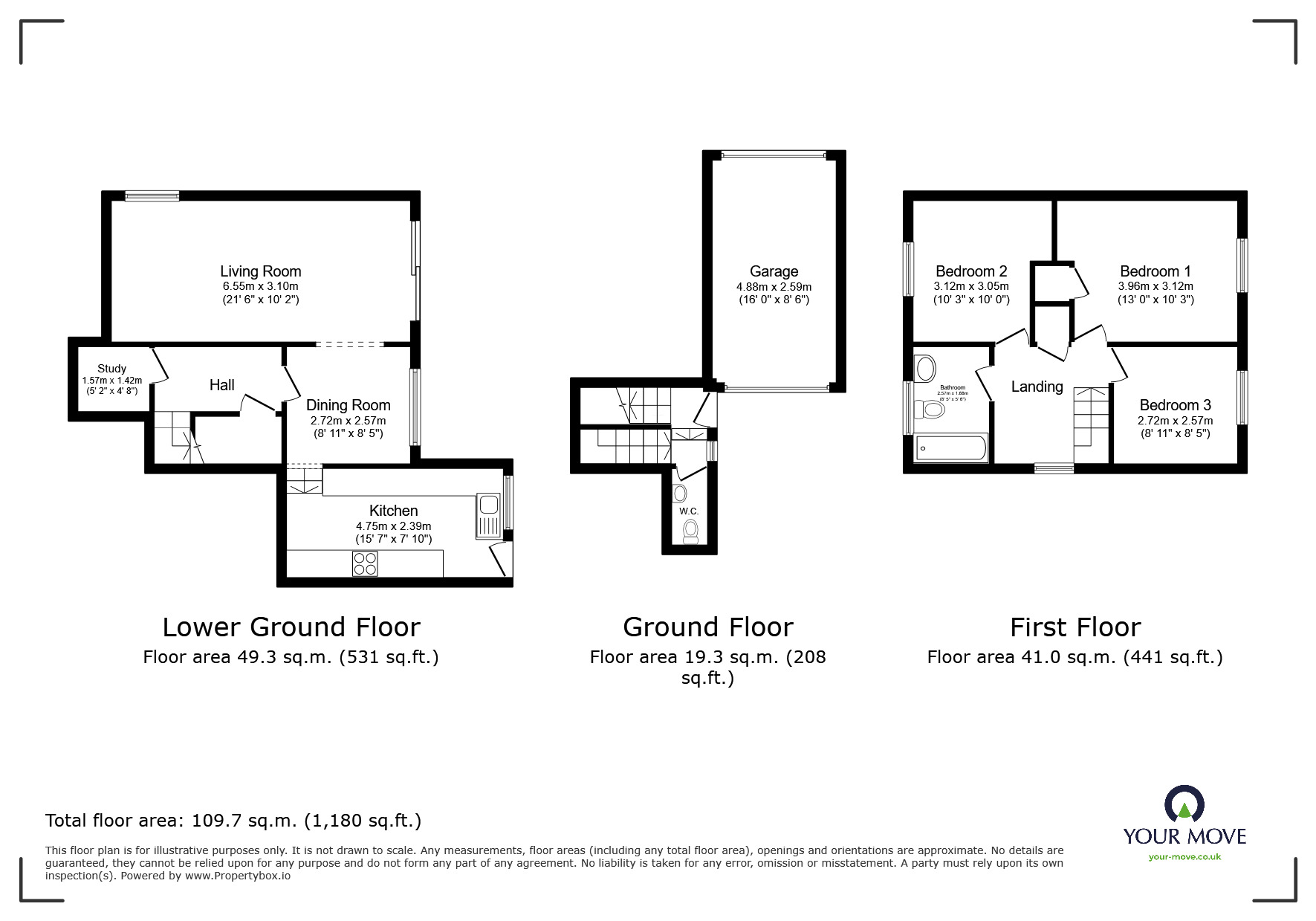 Floorplan of 3 bedroom Detached House for sale, The Marles, Exmouth, Devon, EX8