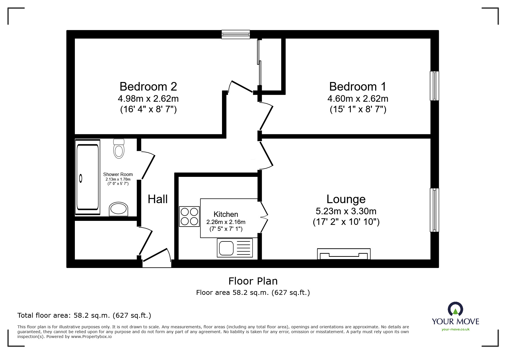 Floorplan of 2 bedroom  Flat for sale, Littleham Road, Exmouth, Devon, EX8