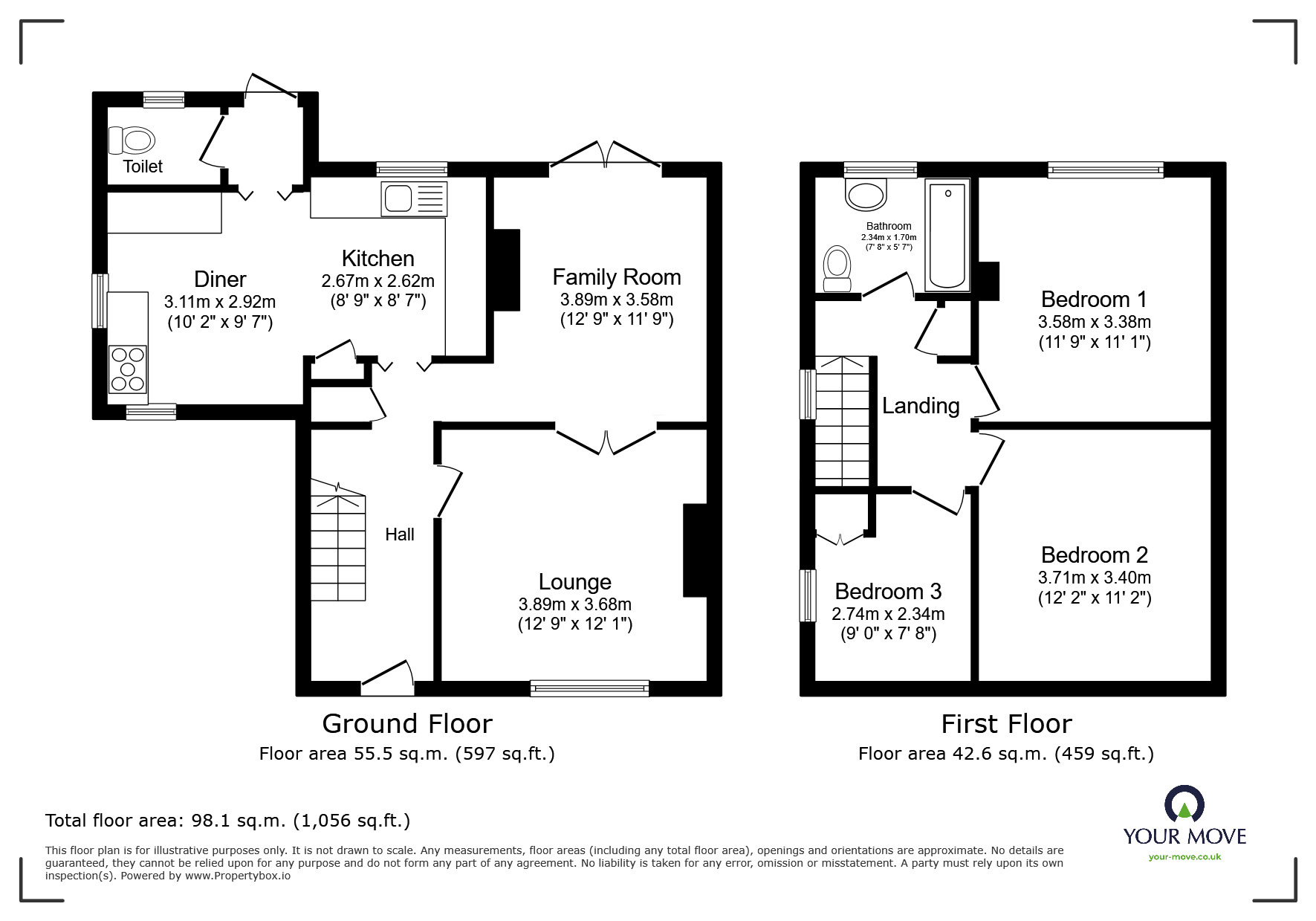 Floorplan of 3 bedroom Semi Detached House for sale, Moorfield Close, Exmouth, Devon, EX8