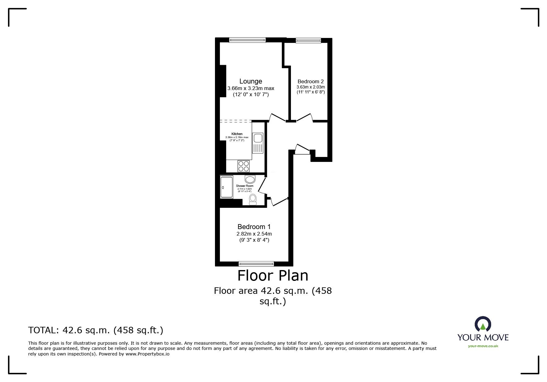 Floorplan of 2 bedroom  Flat to rent, Albion Street, Exmouth, Devon, EX8