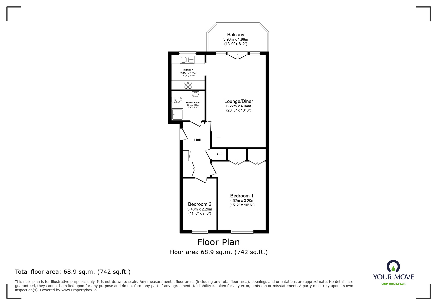 Floorplan of 2 bedroom  Flat for sale, Victoria Road, Exmouth, Devon, EX8