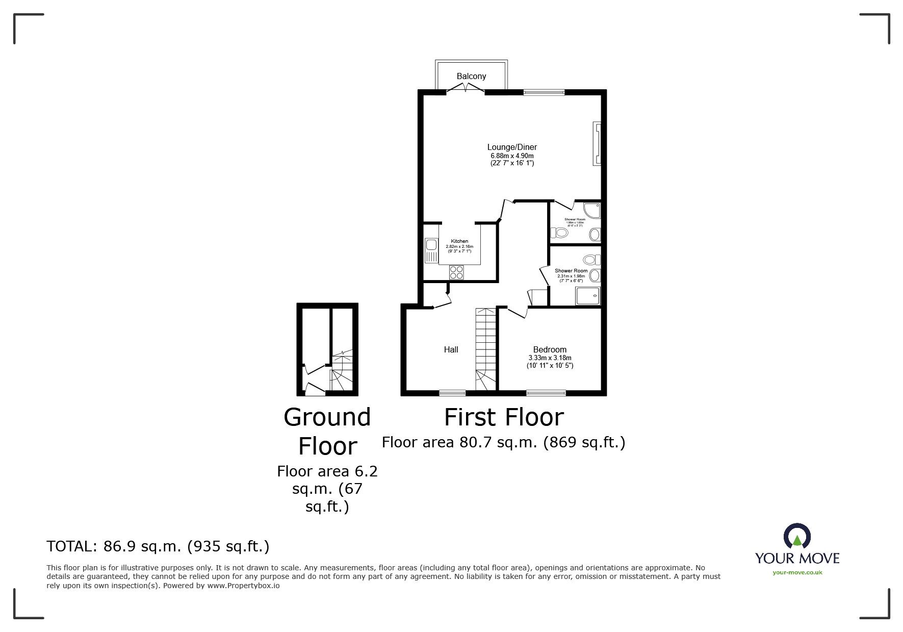 Floorplan of 2 bedroom  Flat for sale, Coastguard Road, Budleigh Salterton, Devon, EX9