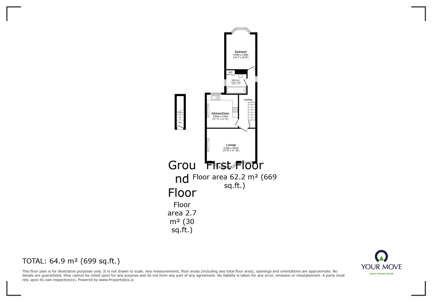 Floorplan of 1 bedroom  Flat for sale, Lyndhurst Road, Exmouth, Devon, EX8