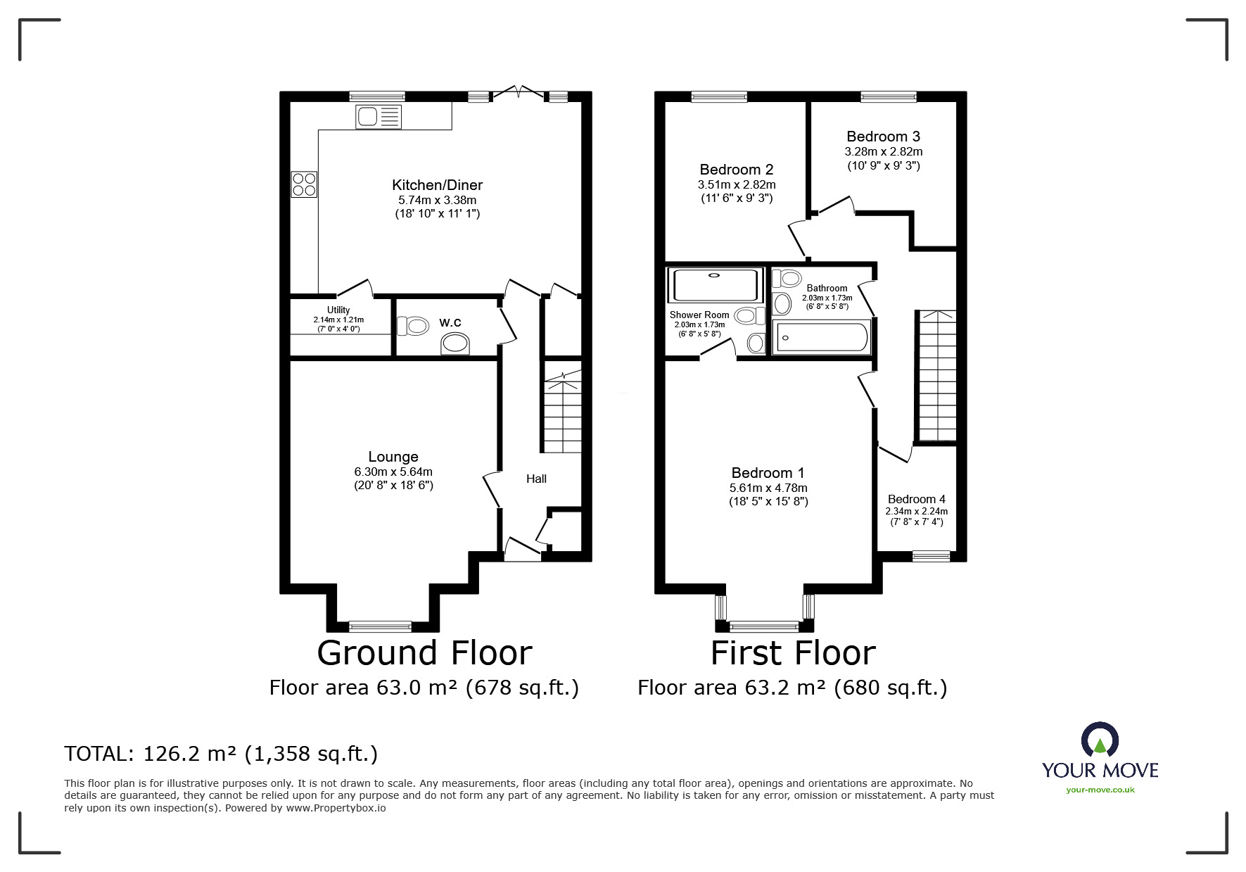 Floorplan of 4 bedroom Semi Detached House for sale, Lipscomb Avenue, Exmouth, Devon, EX8