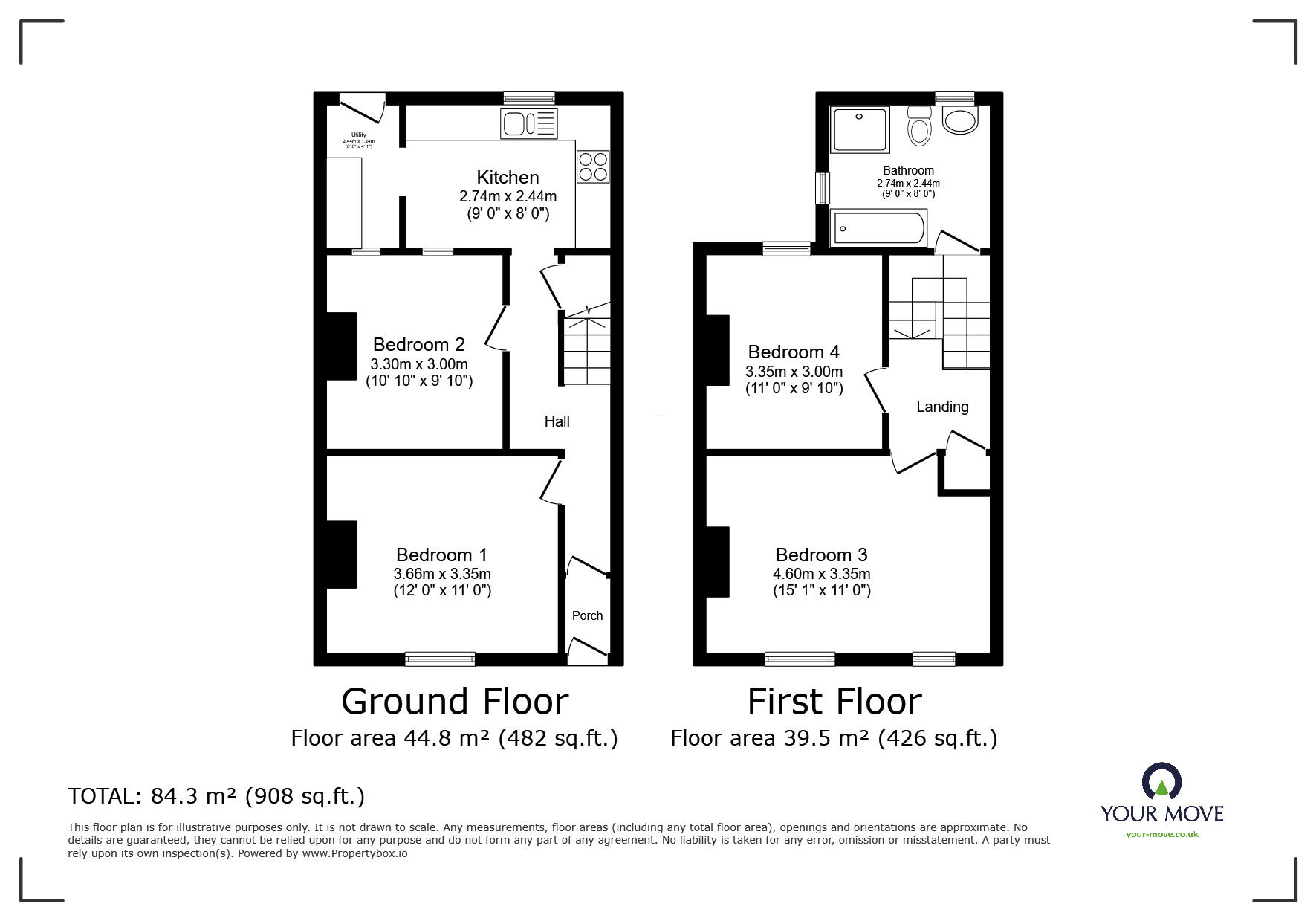 Floorplan of 2 bedroom Mid Terrace House for sale, Salisbury Road, Exeter, Devon, EX4