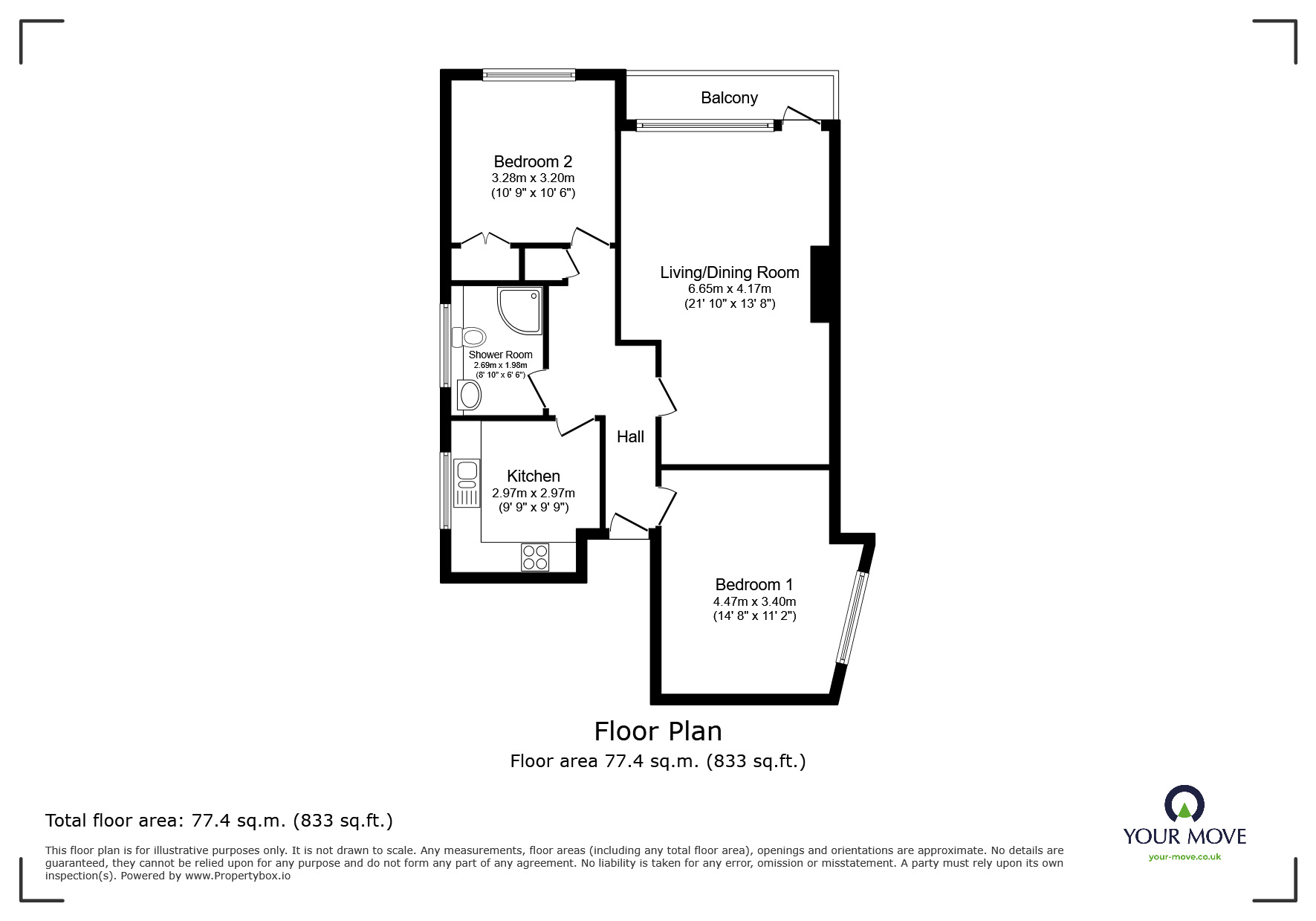 Floorplan of 2 bedroom  Flat for sale, Douglas Avenue, Exmouth, Devon, EX8