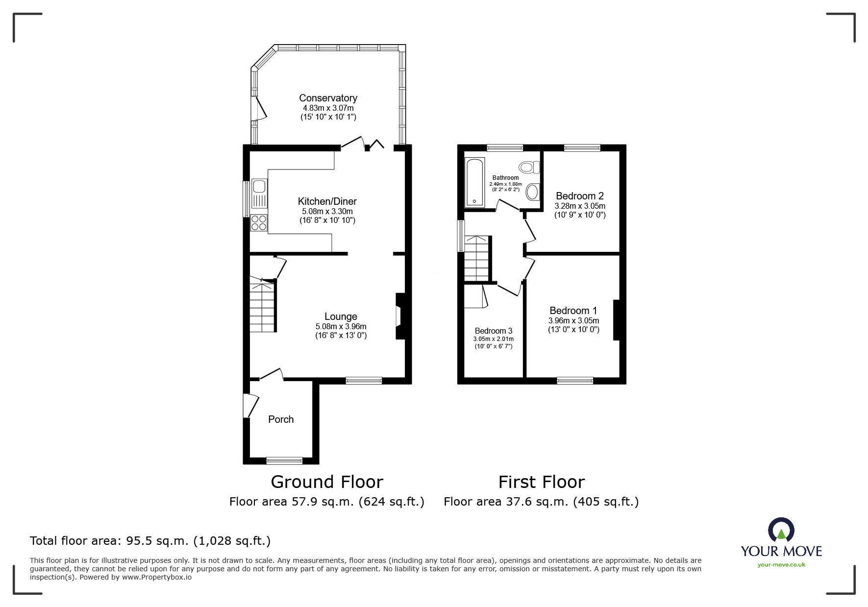 Floorplan of 3 bedroom Semi Detached House for sale, Greenpark Road, Exmouth, Devon, EX8