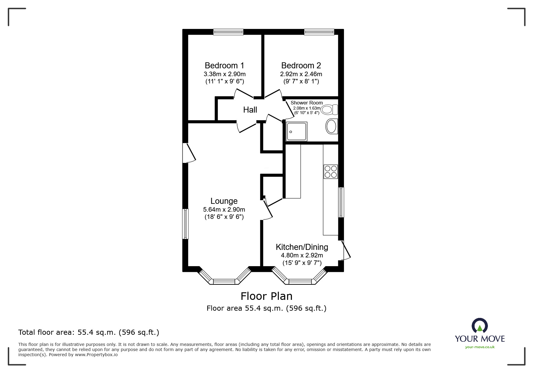 Floorplan of 2 bedroom  Property for sale, Valley Road, Cat & Fiddle Park, Exeter, EX5