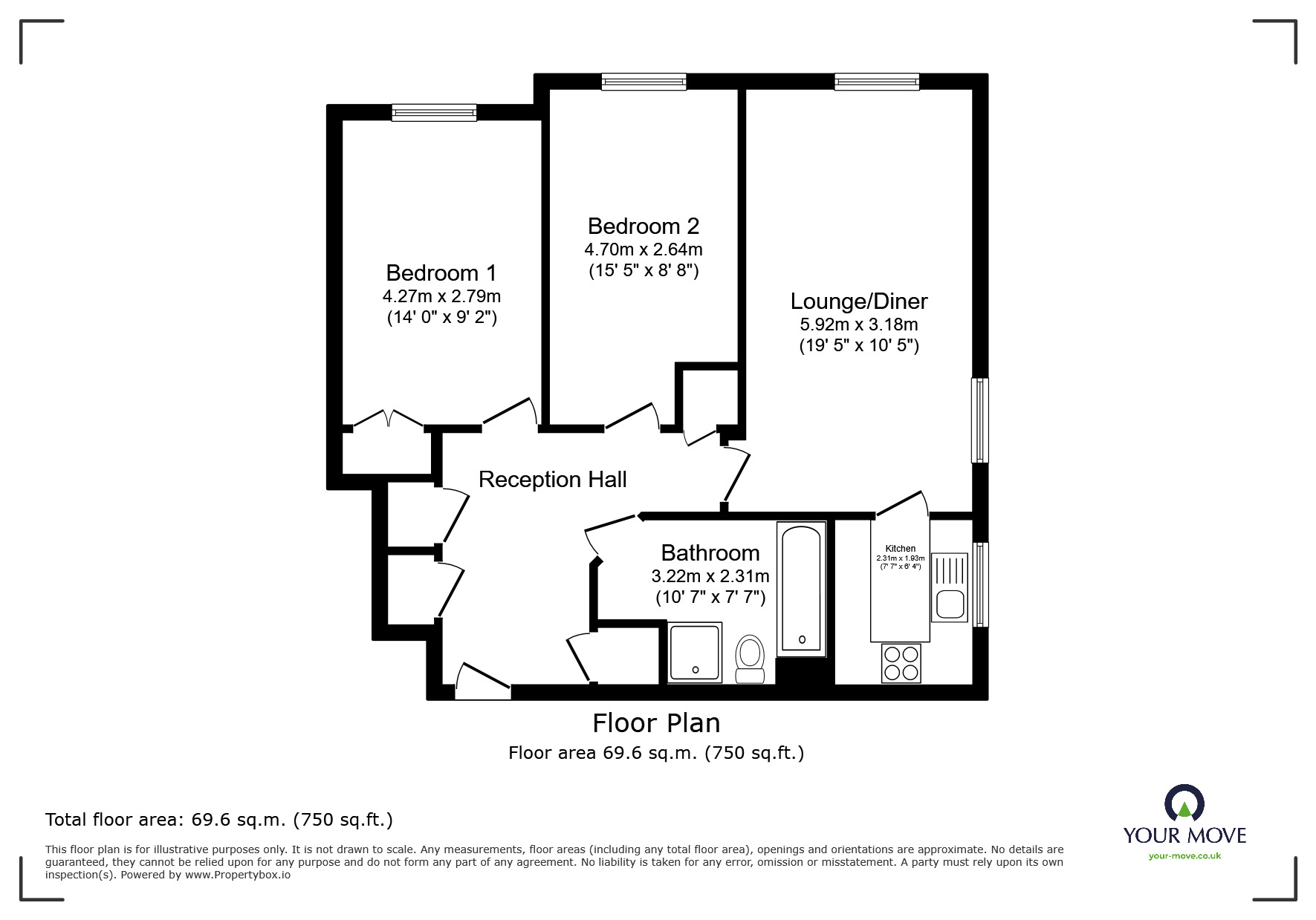 Floorplan of 2 bedroom  Flat for sale, Salterton Road, Exmouth, Devon, EX8