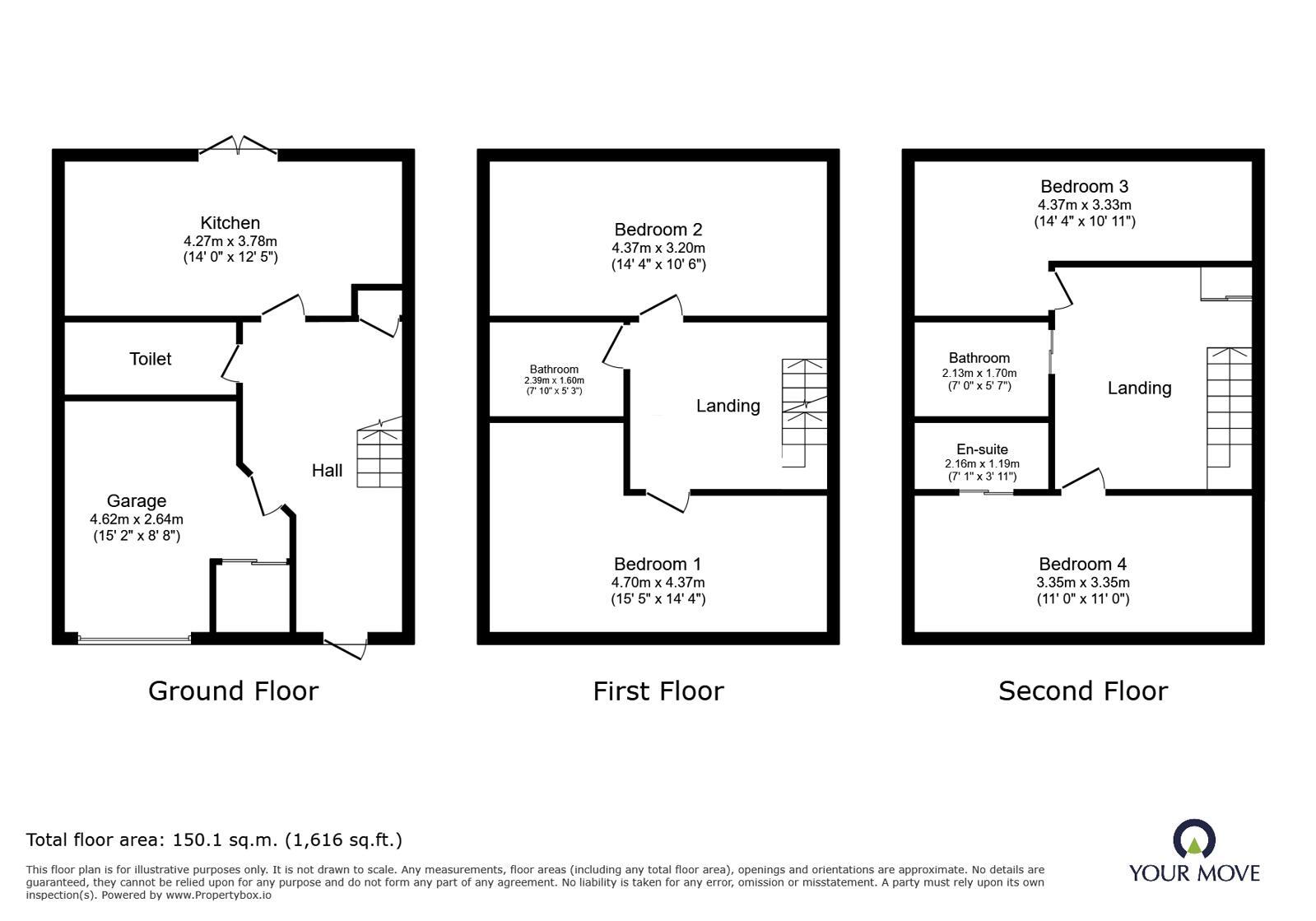 Floorplan of 4 bedroom Mid Terrace House to rent, Richmond Court, Exeter, Devon, EX4